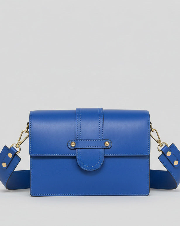 Kleine Handtasche aus Leder in blau