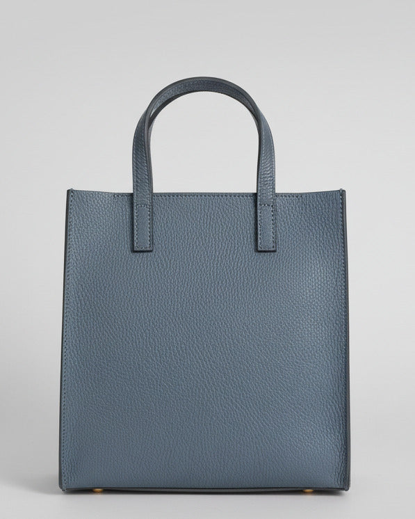 Mittelgroße Handtasche aus Leder in jeansblau