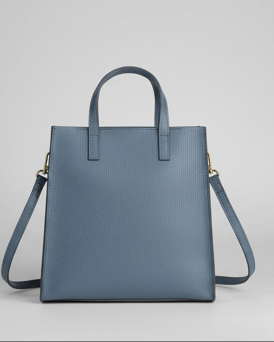 Mittelgroße Handtasche aus Leder in jeansblau