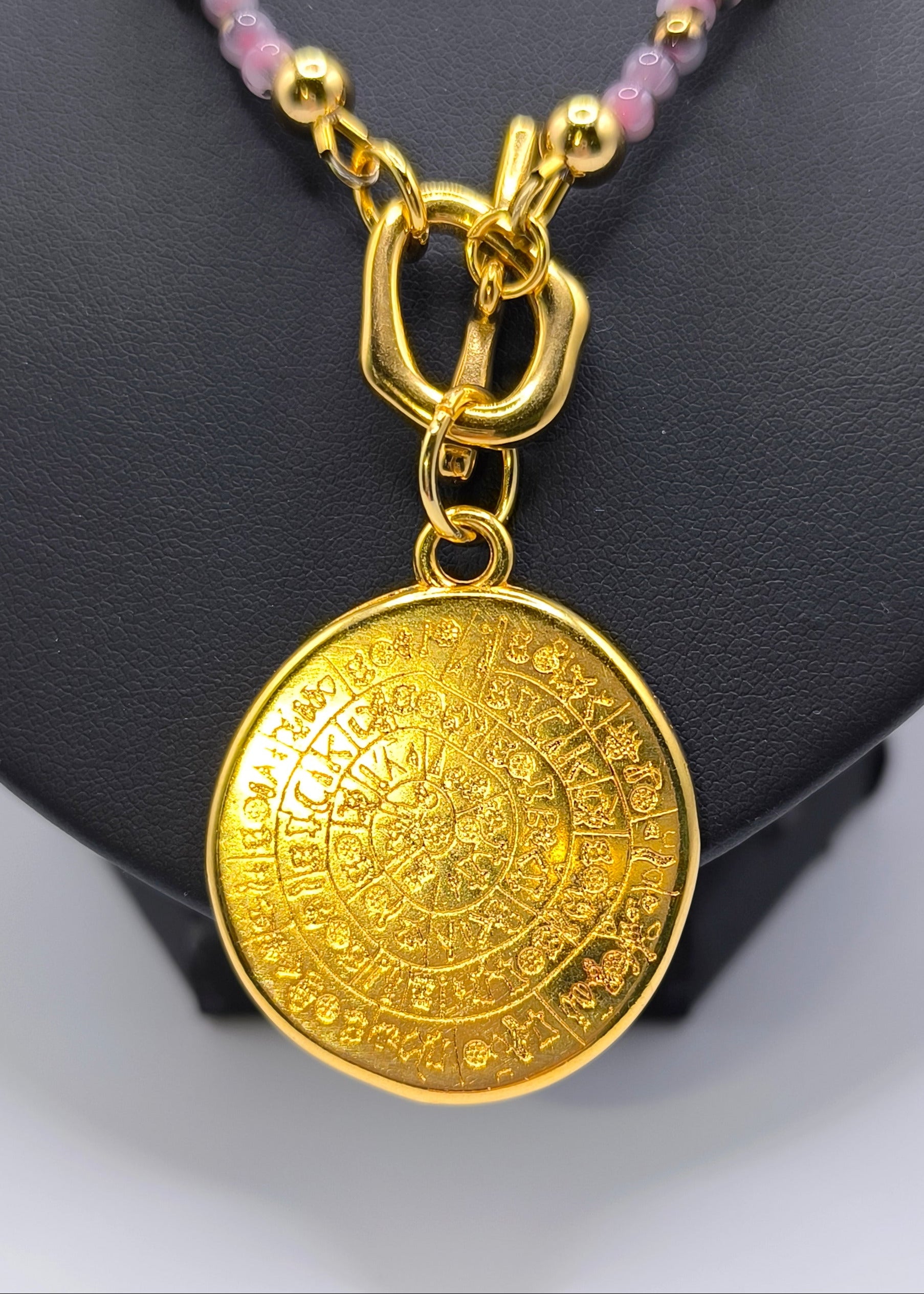 Lange Halskette mit kleinen Perlchen altrosa/gold