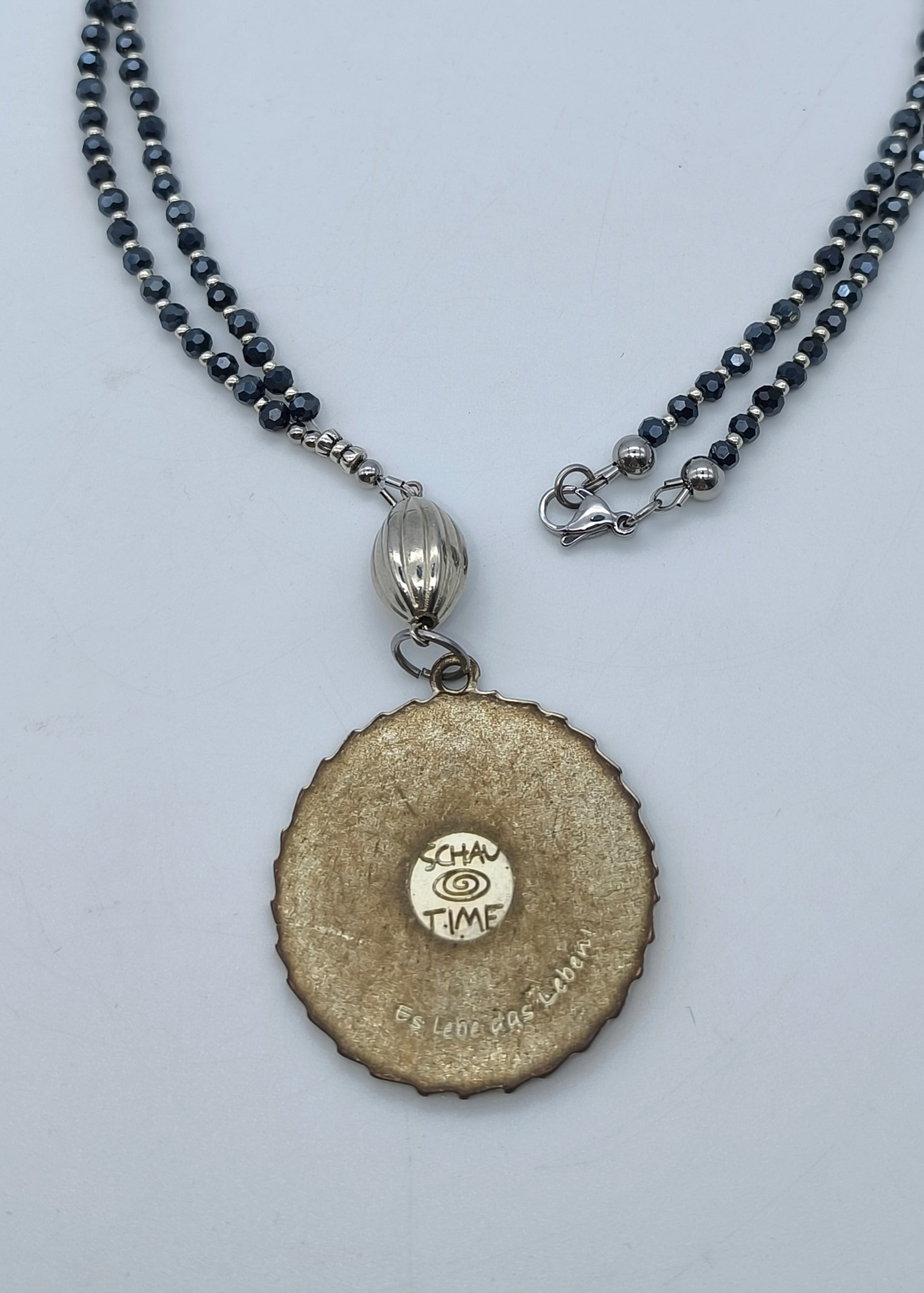 Lange Perlen Halskette "Lucky" nachtblau/silber