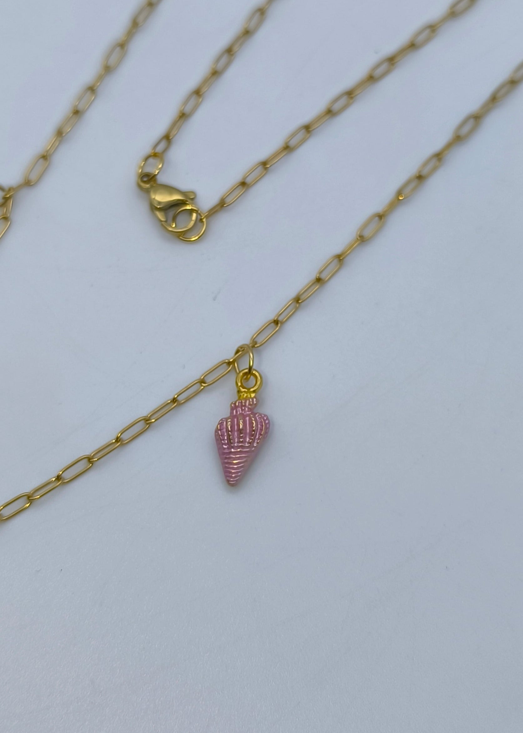 Halskette lang mit verschiedenen Charms goldfarben/rosa