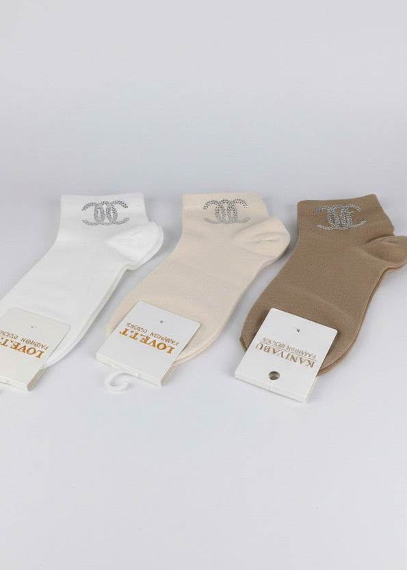 Sneaker - Socken "CC" in 3 Farben (36-41)