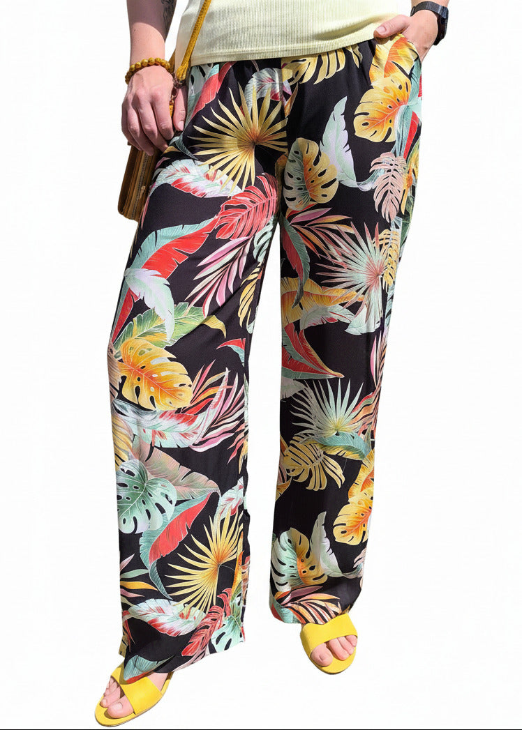 Leichte Marlene Hose Schwarz/Mehrfarbig (36-40)