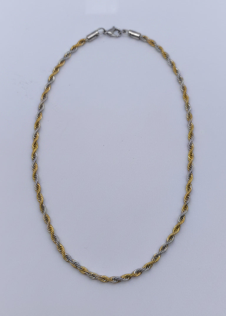Geflochtene Edelstahl Halskette "Twister" Gold/Silber