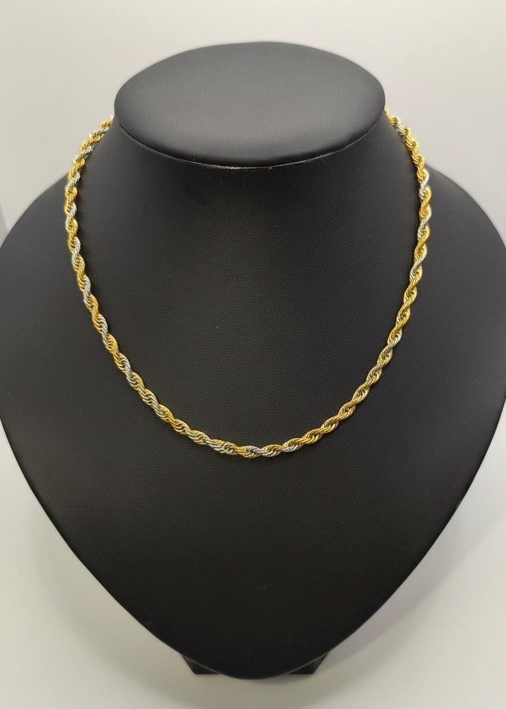 Geflochtene Edelstahl Halskette "Twister" Gold/Silber