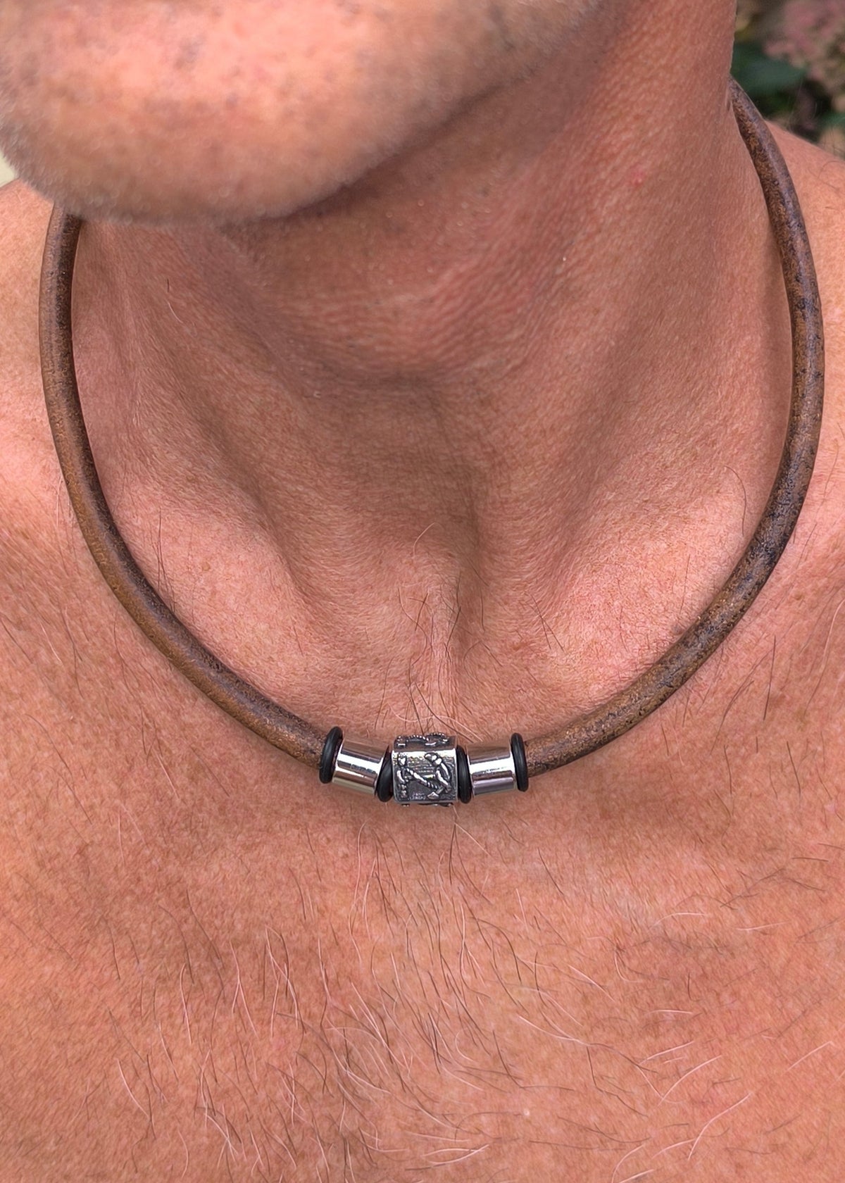 Leder Halskette Herren Braun