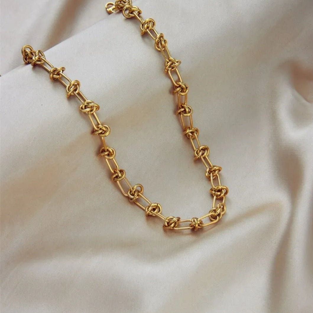 Knotenkette aus Edelstahl für Damen - Kette gold 18k