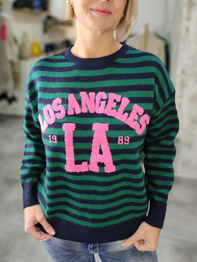 Pullover Los Angeles - grün-dunkelblau