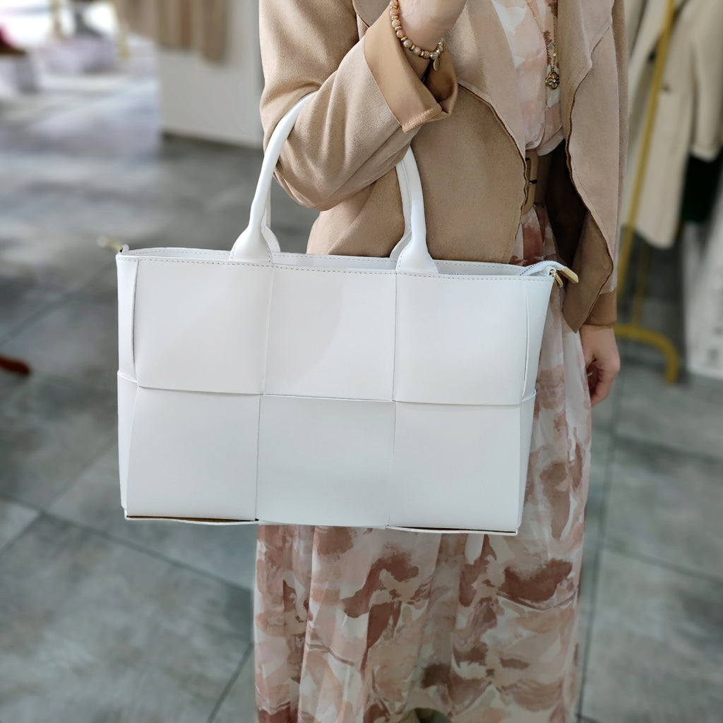 elegante Lederhandtasche Weiß