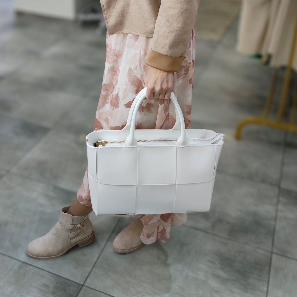 elegante Lederhandtasche Weiß
