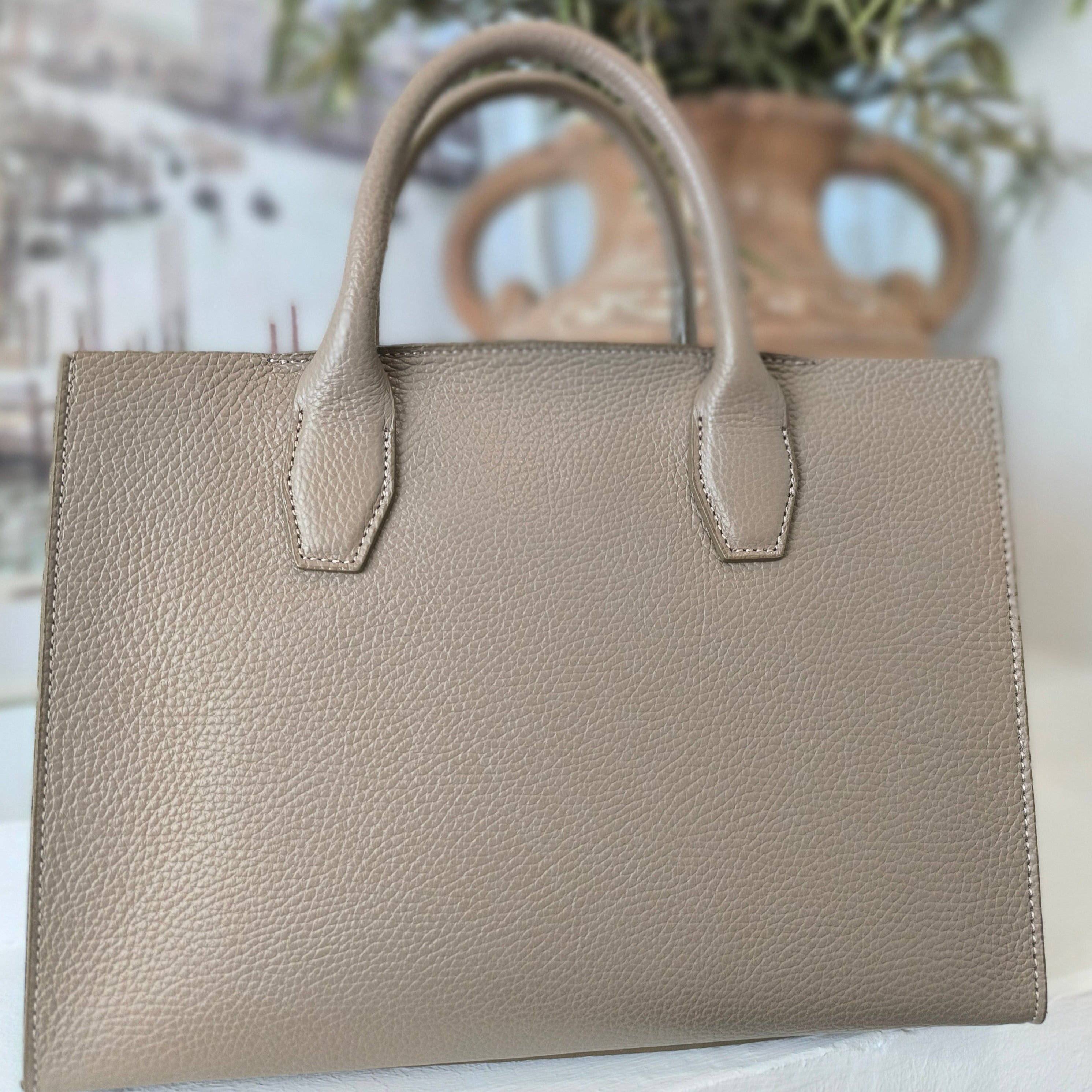 Handtasche Damen - Ledertasche schlamm