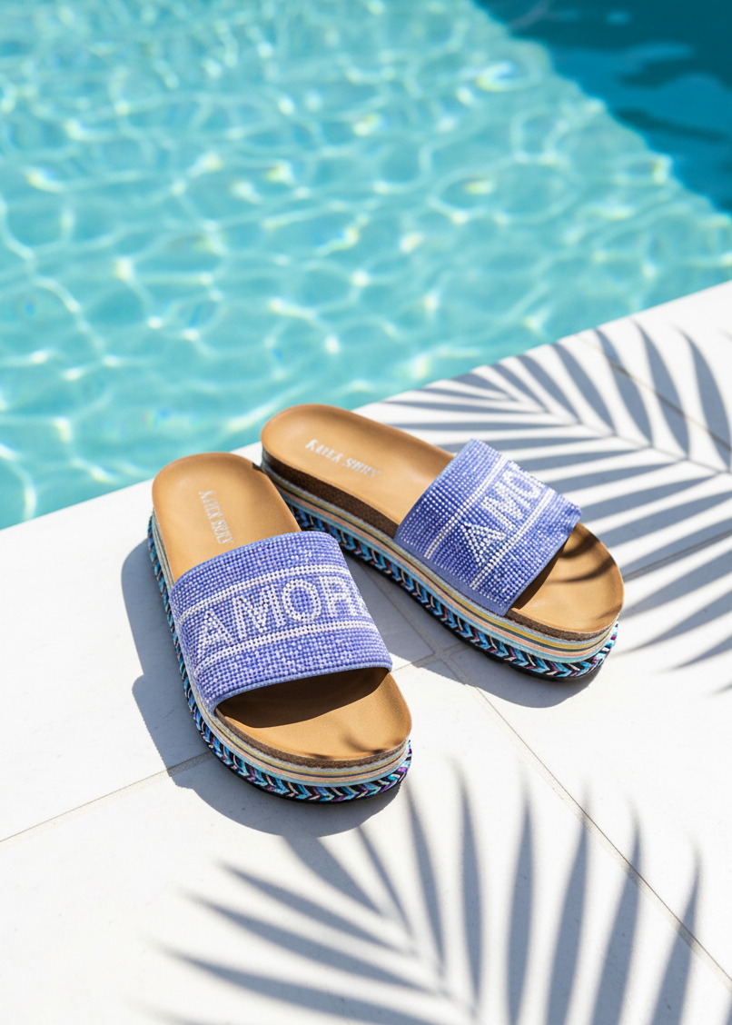 Pantoletten "Amore" in blau