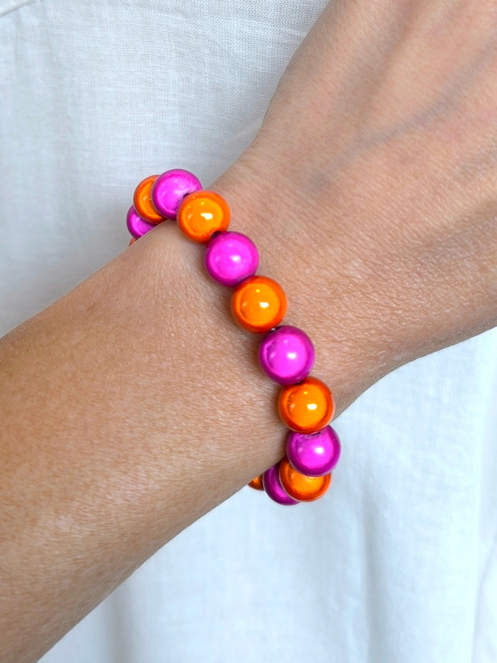 Magisches Perlenarmband -Mix Orange-Pink