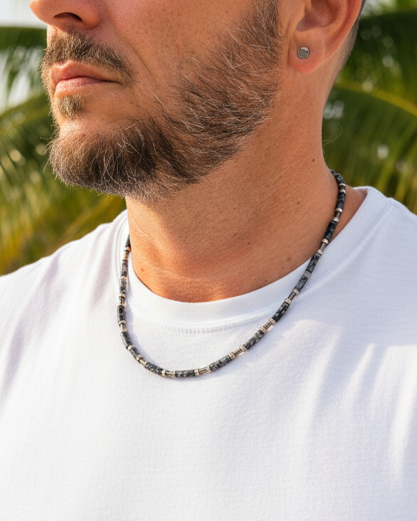 Obsidian und Hämatit Halskette