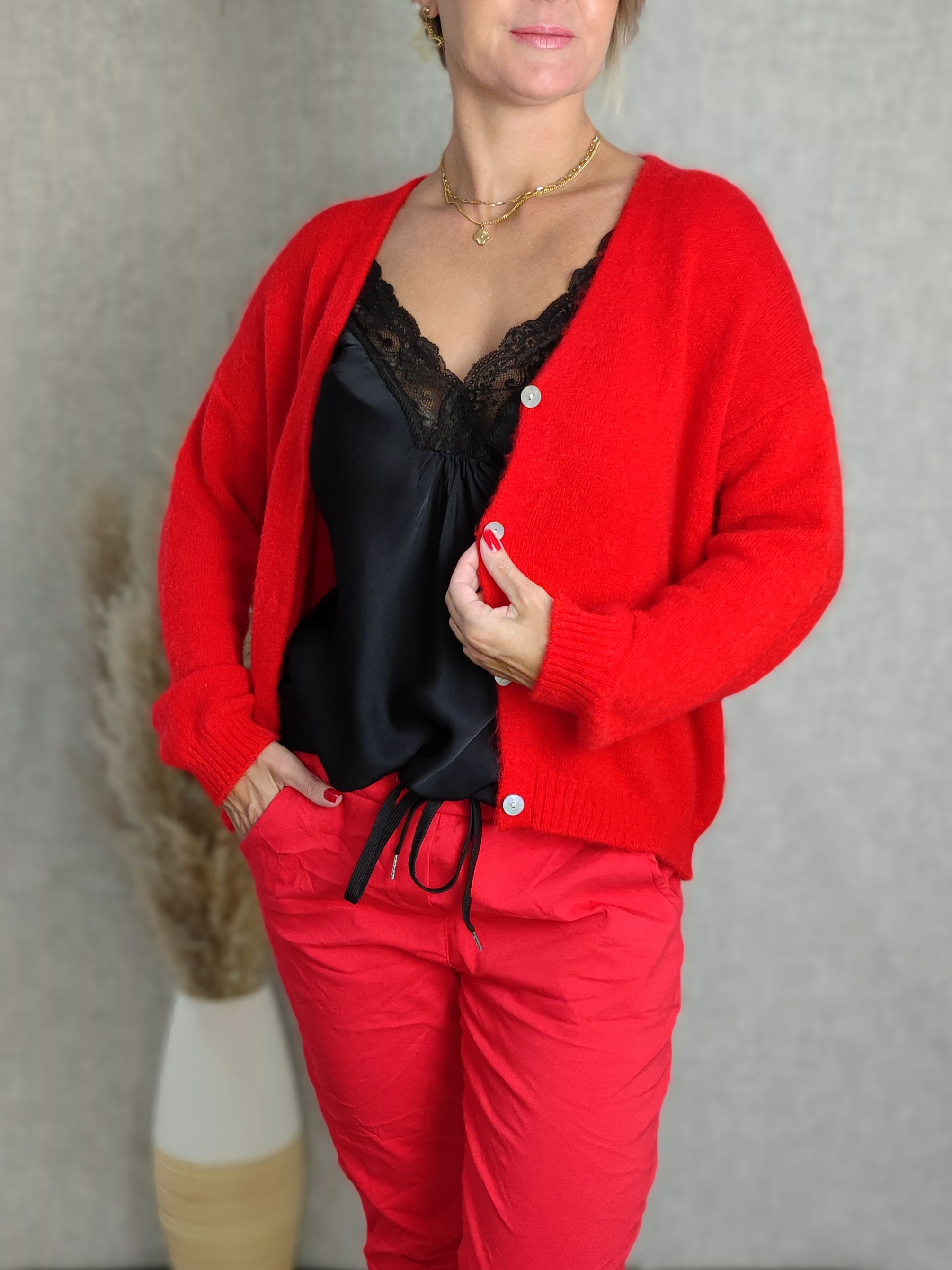 Strickjacke rot (36-42)