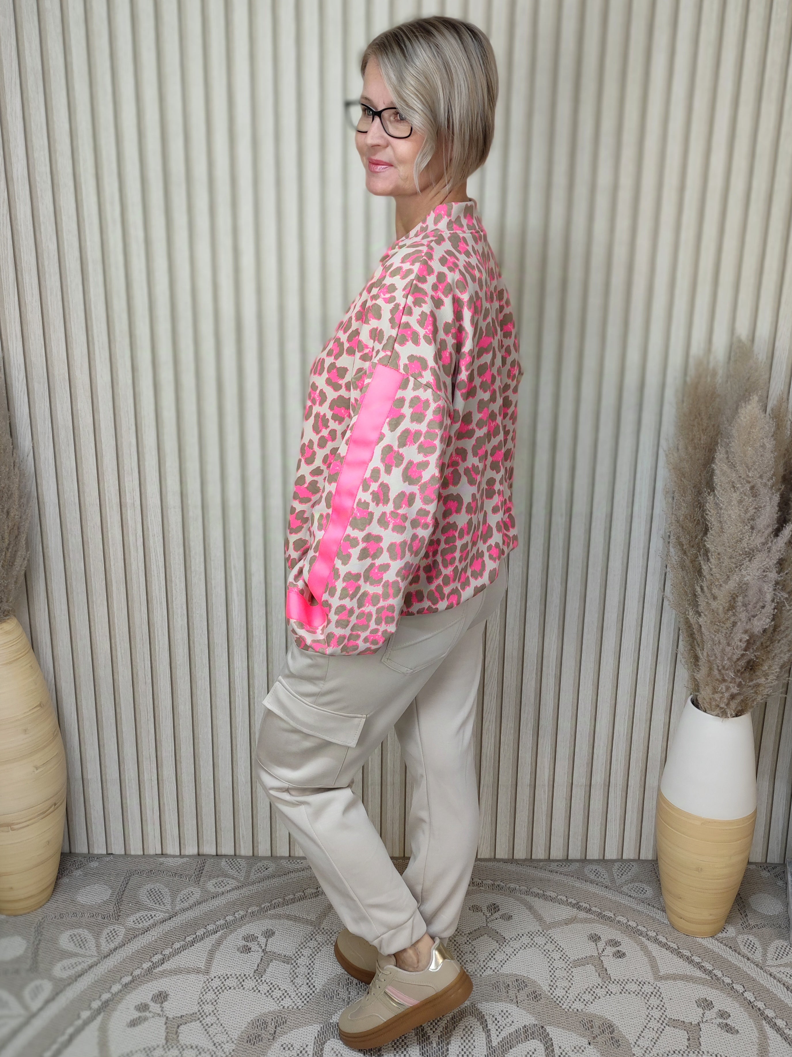 Sweat Jacke Leo beige/pink (36-42)