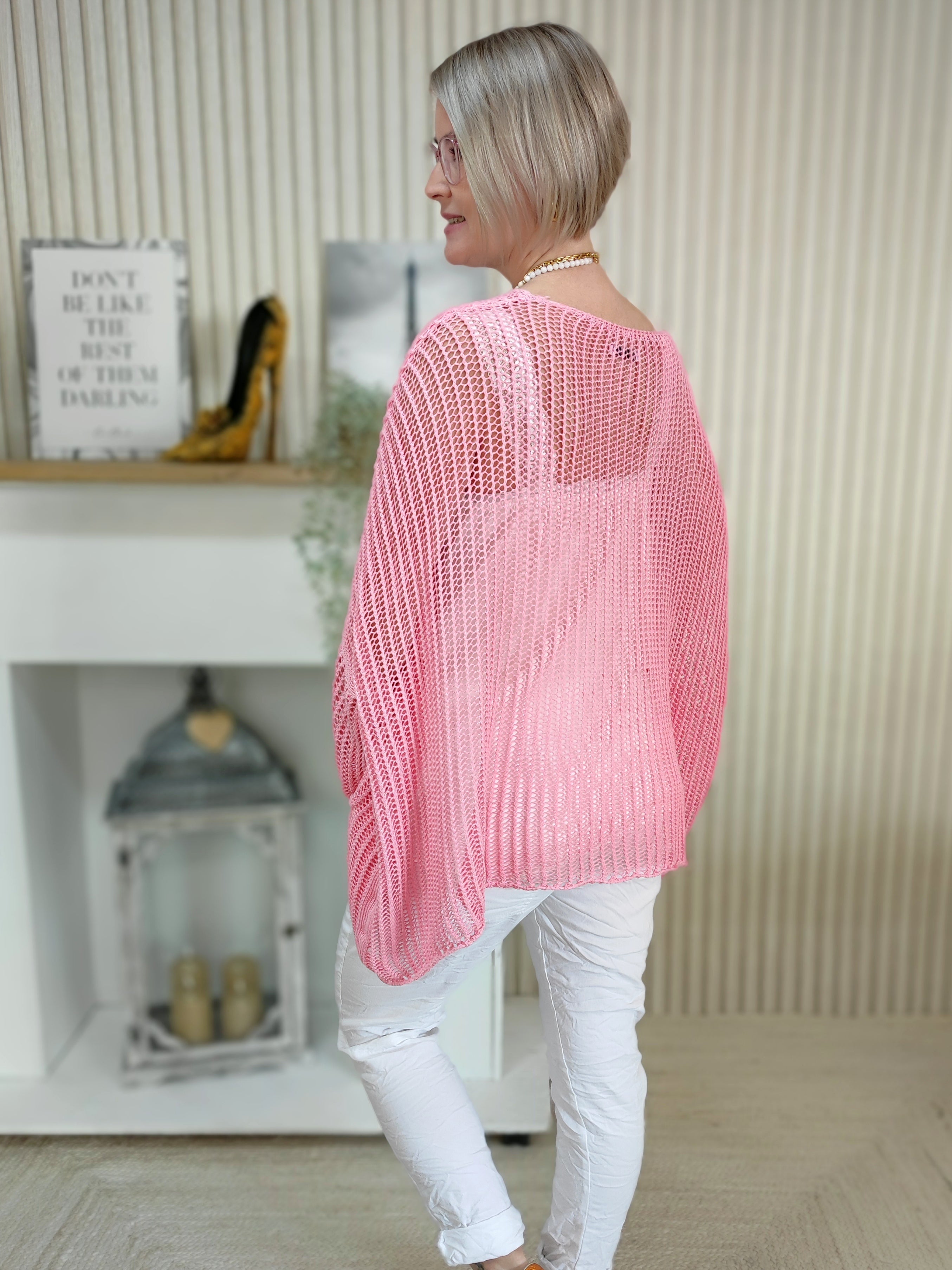 Weicher Loch - Strickpullover rosa (36-46)