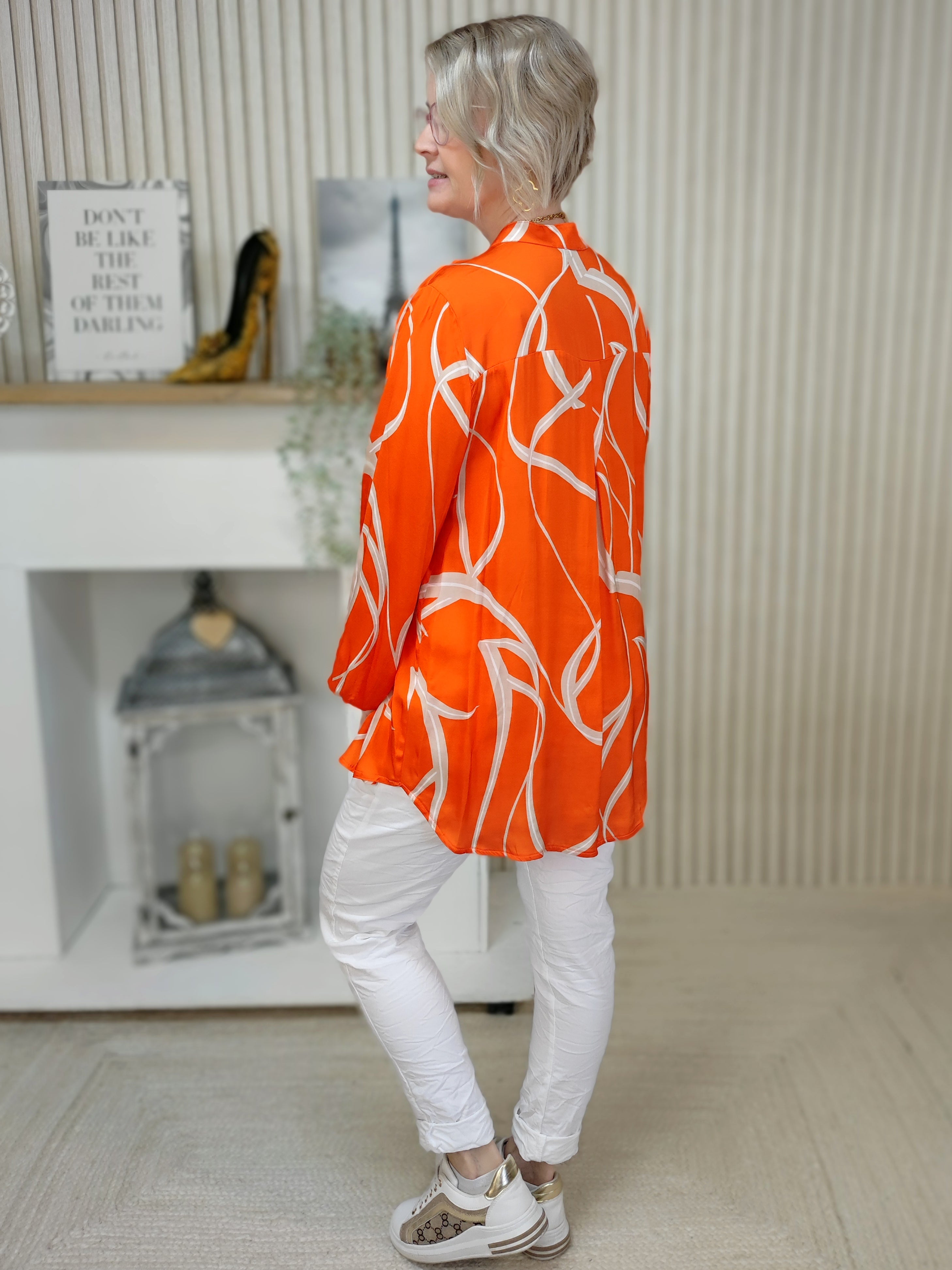 Gemusterte Bluse in orange (36-42)