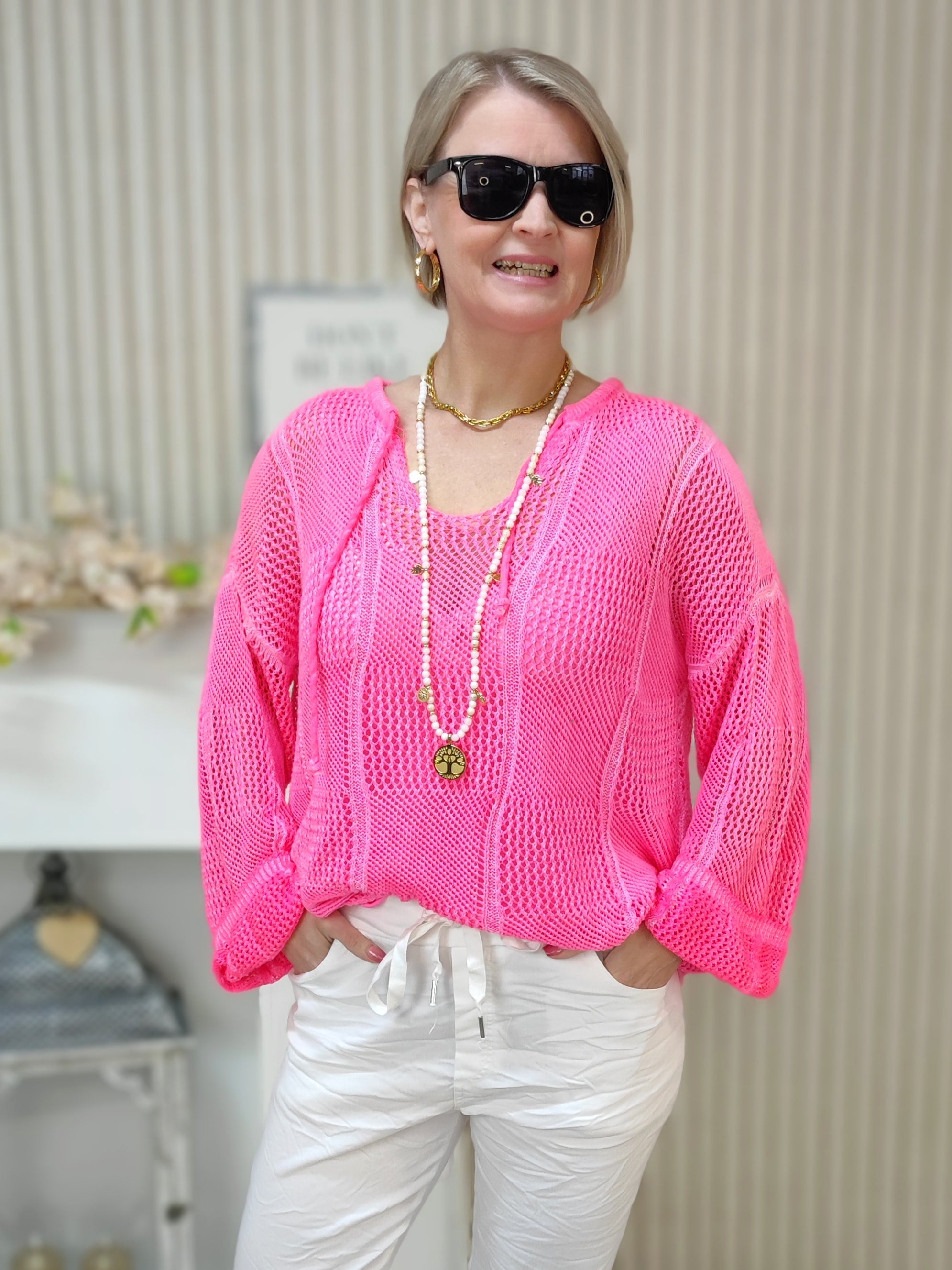 Loch - Strickpullover neon pink (36-42)