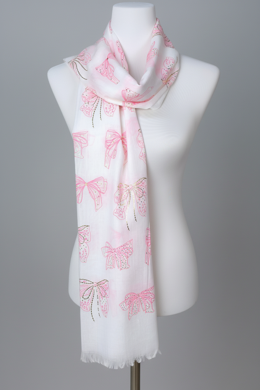 Leichtes Halstuch weiß/rosa