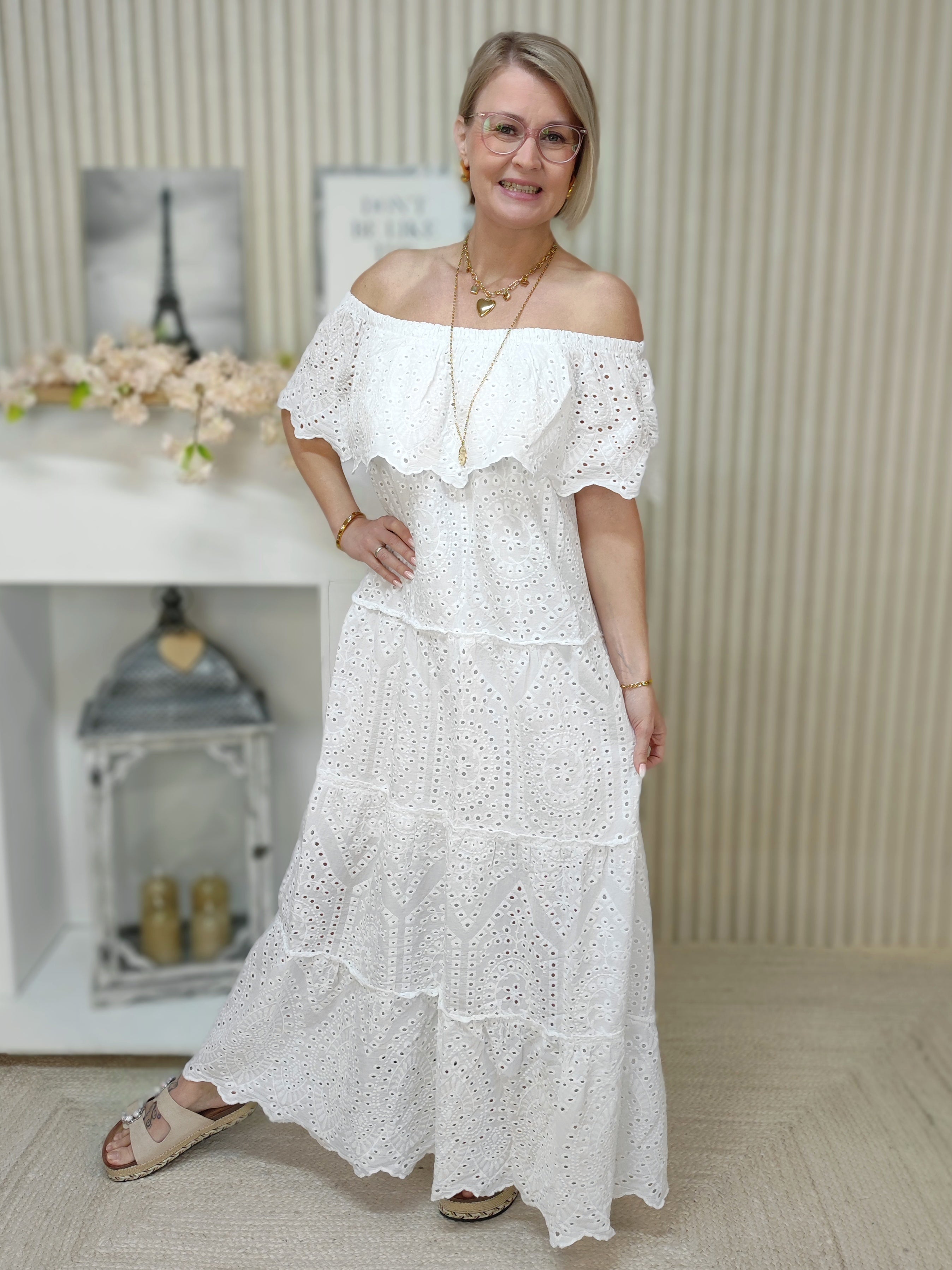 Boho Kleid weiss (36-42)