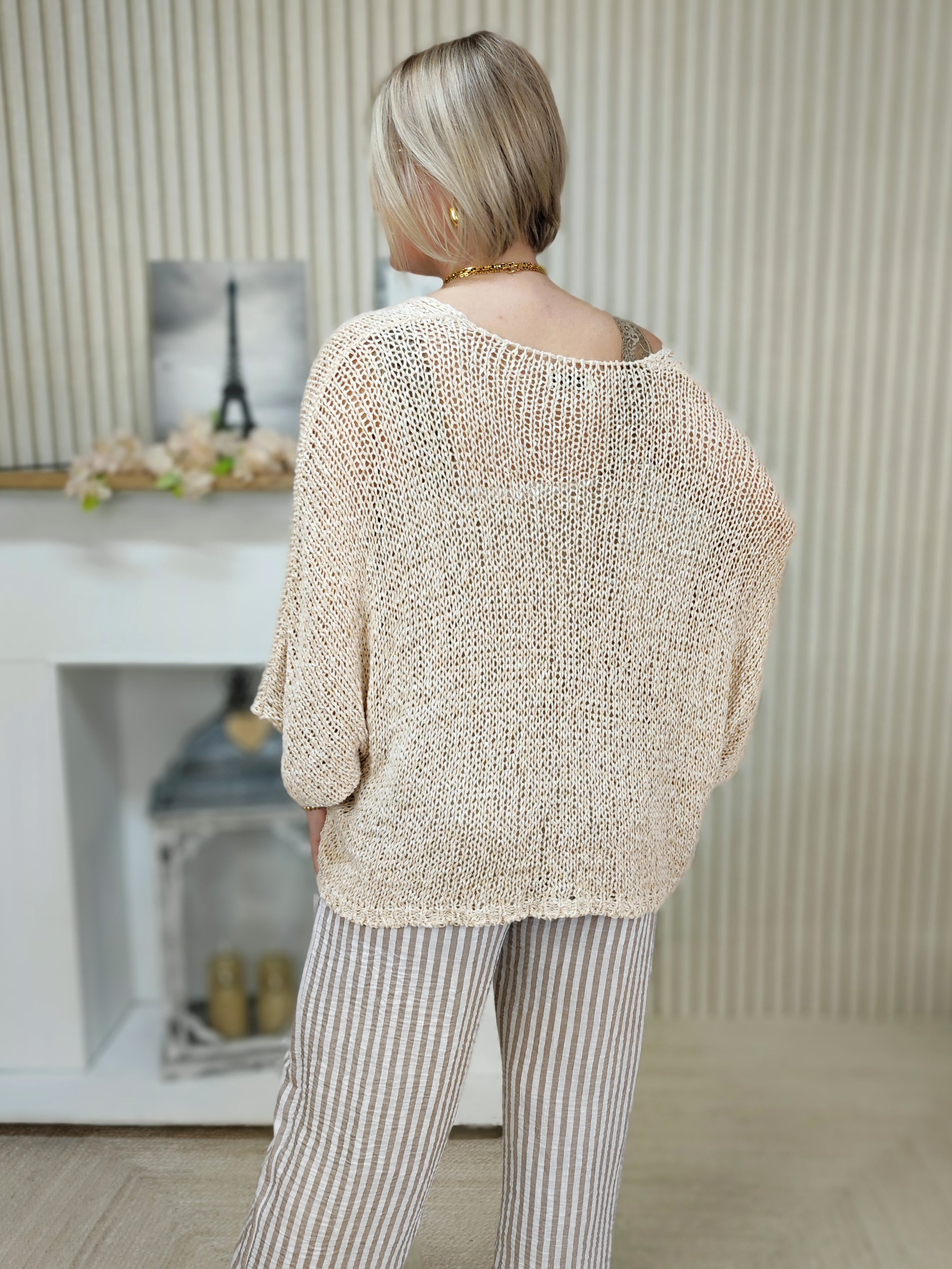 Leichter Grobstrickpullover beige (36-42)