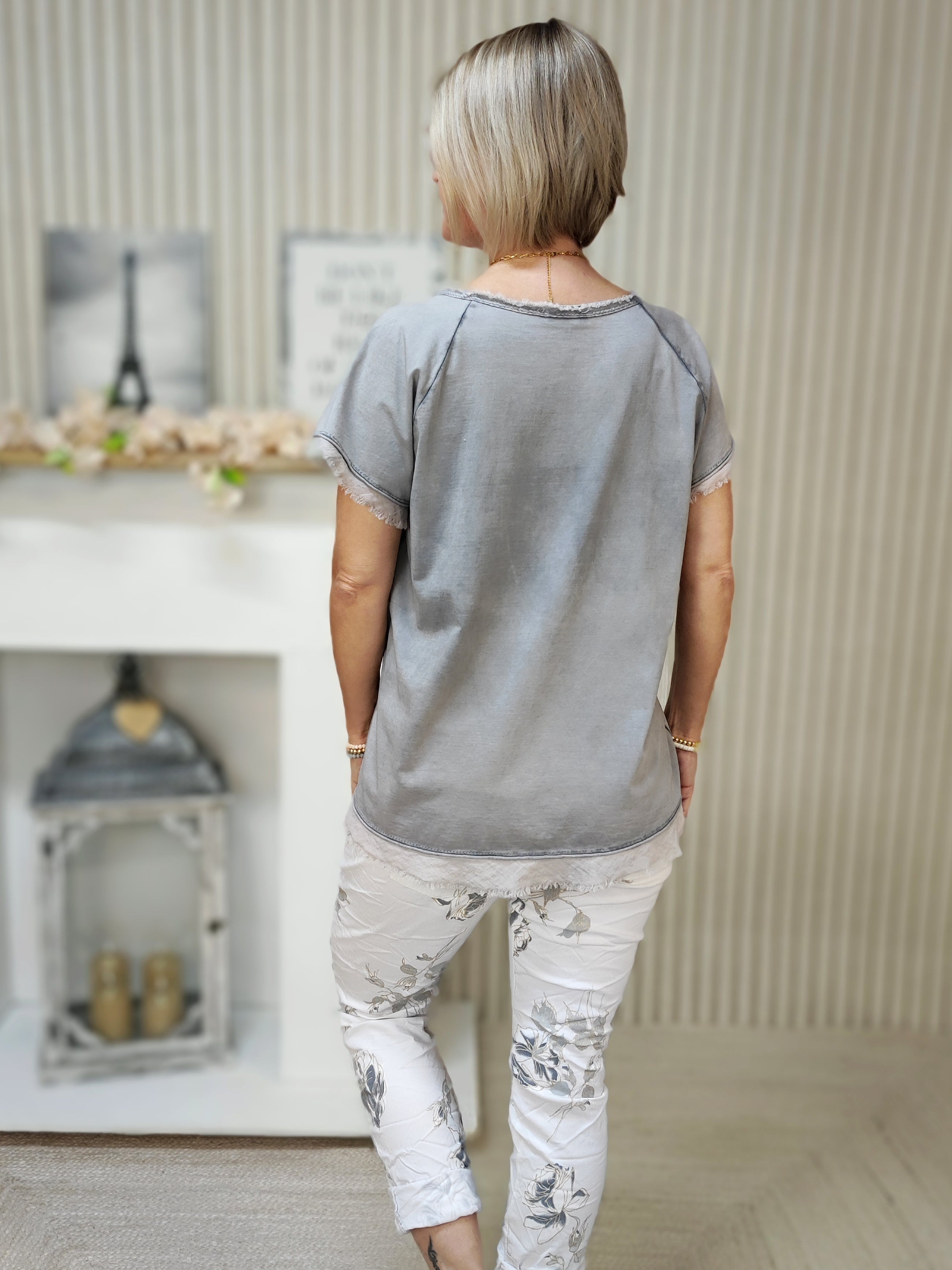 T-Shirt "Aperol" vintage grau (36-42)