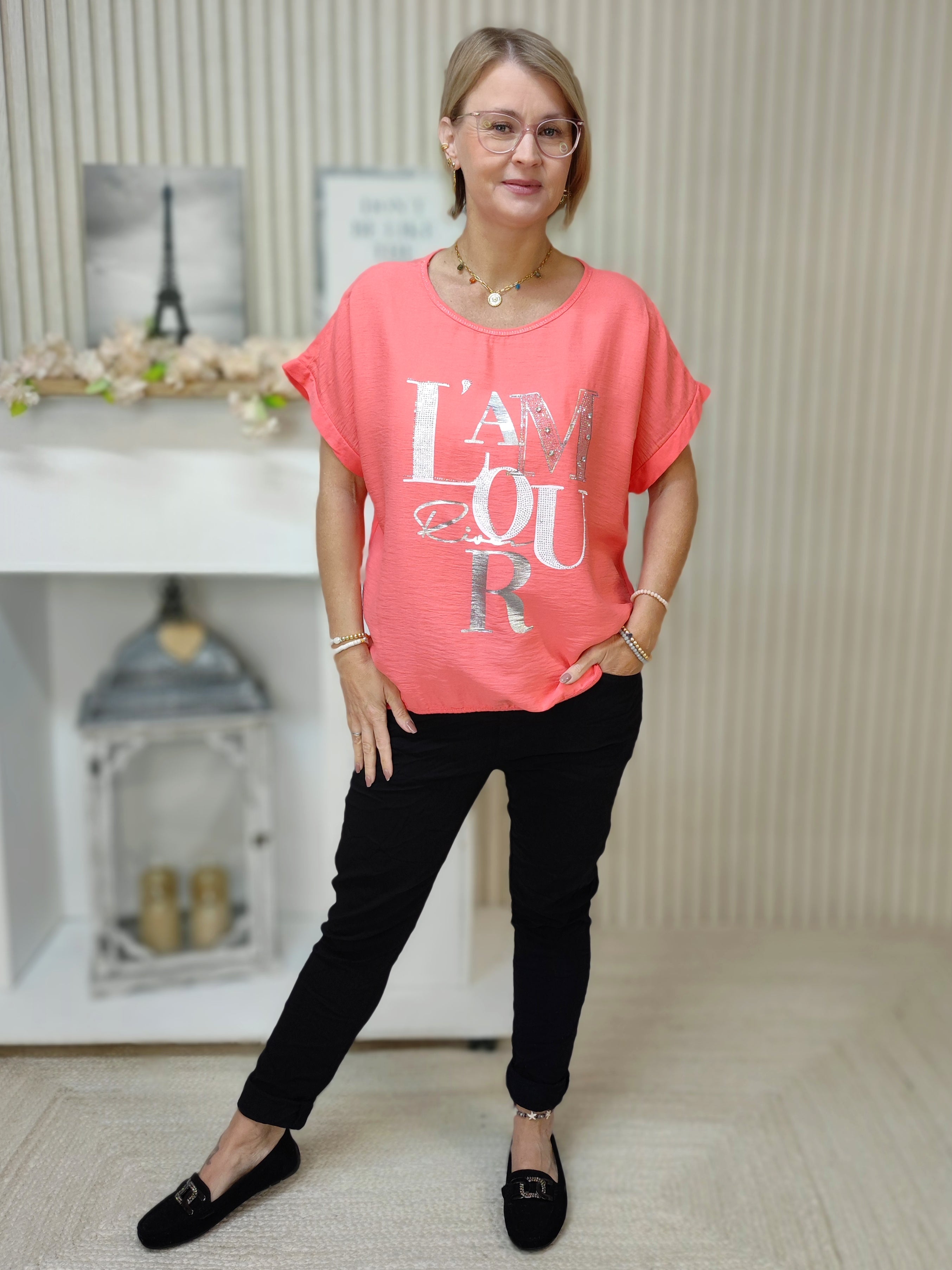 Shirt "L'amour" koralle (36-42)