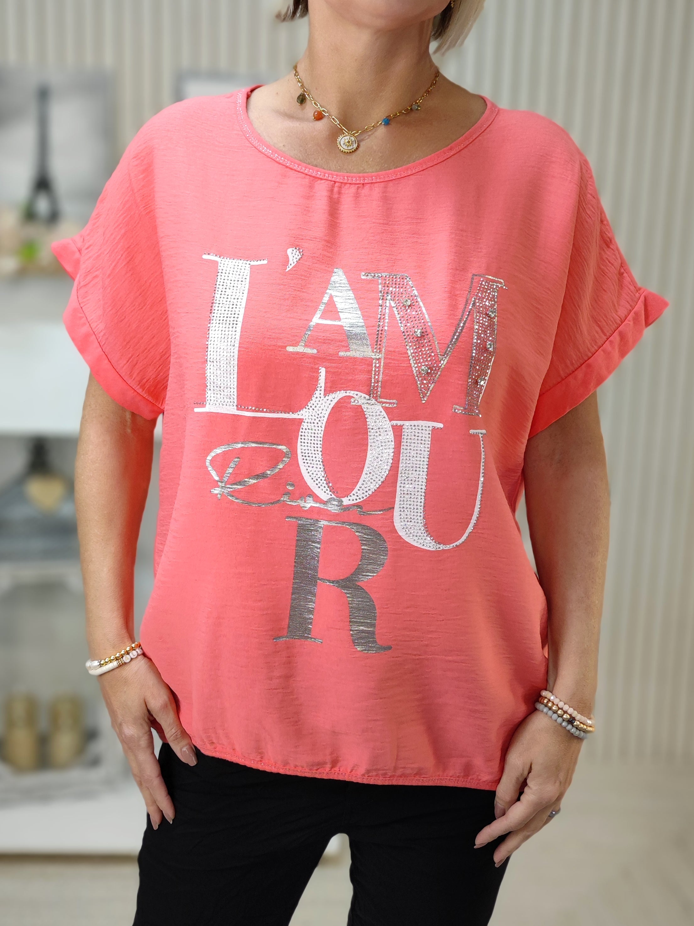 Shirt "L'amour" koralle (36-42)