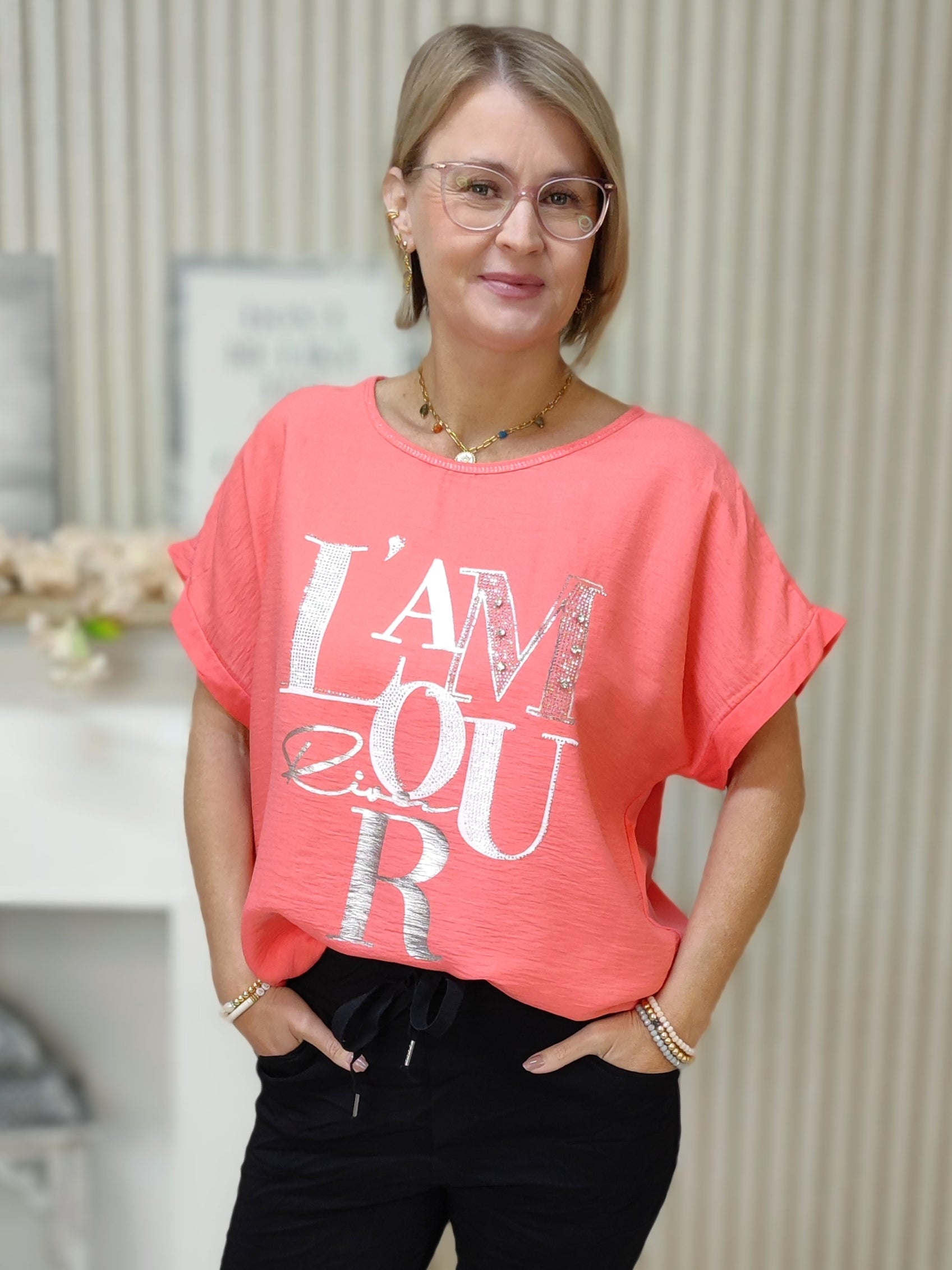 Shirt "L'amour" koralle (36-42)