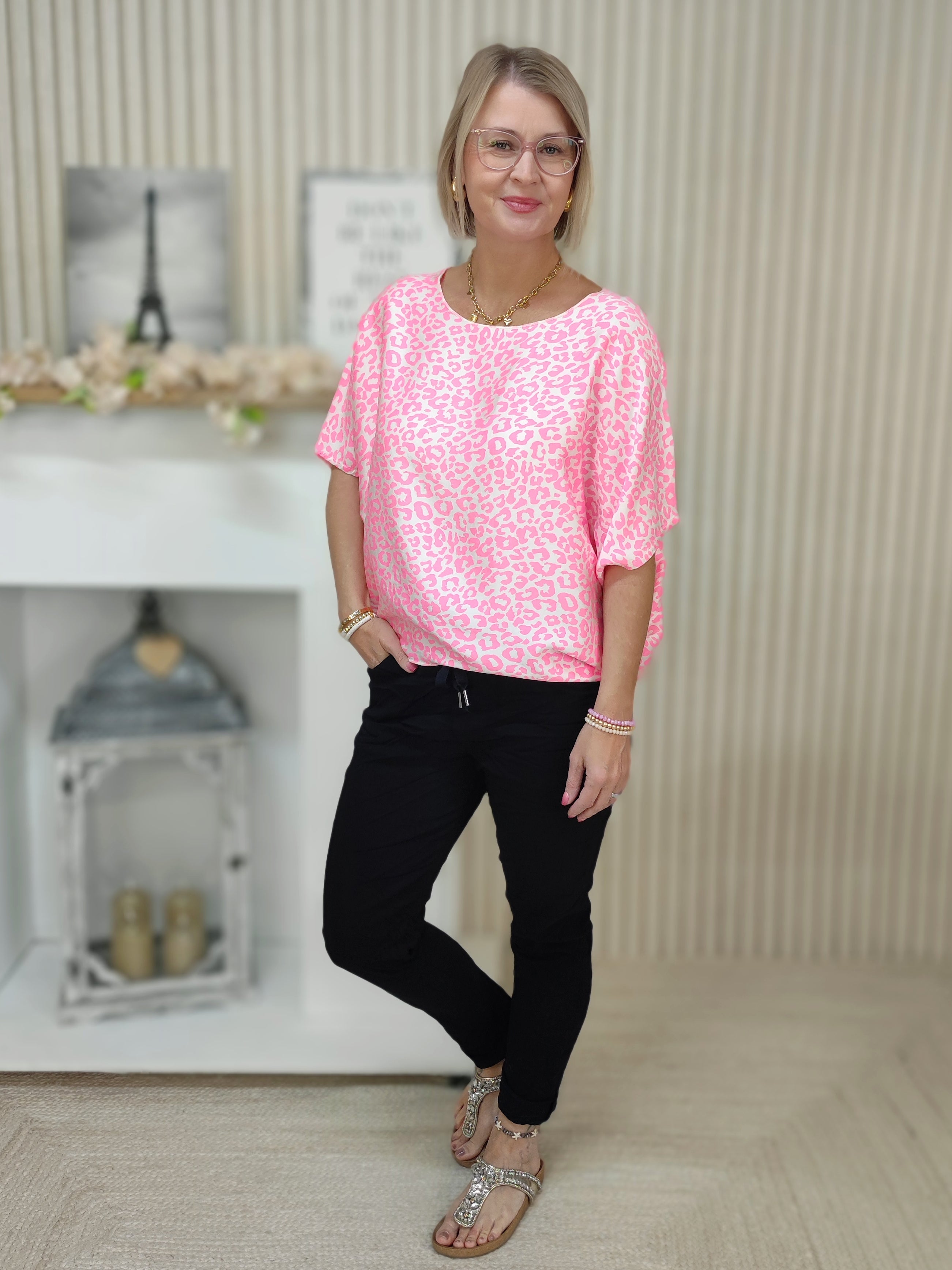 Leo Shirt Seidenoptik neon-pink (38-42)