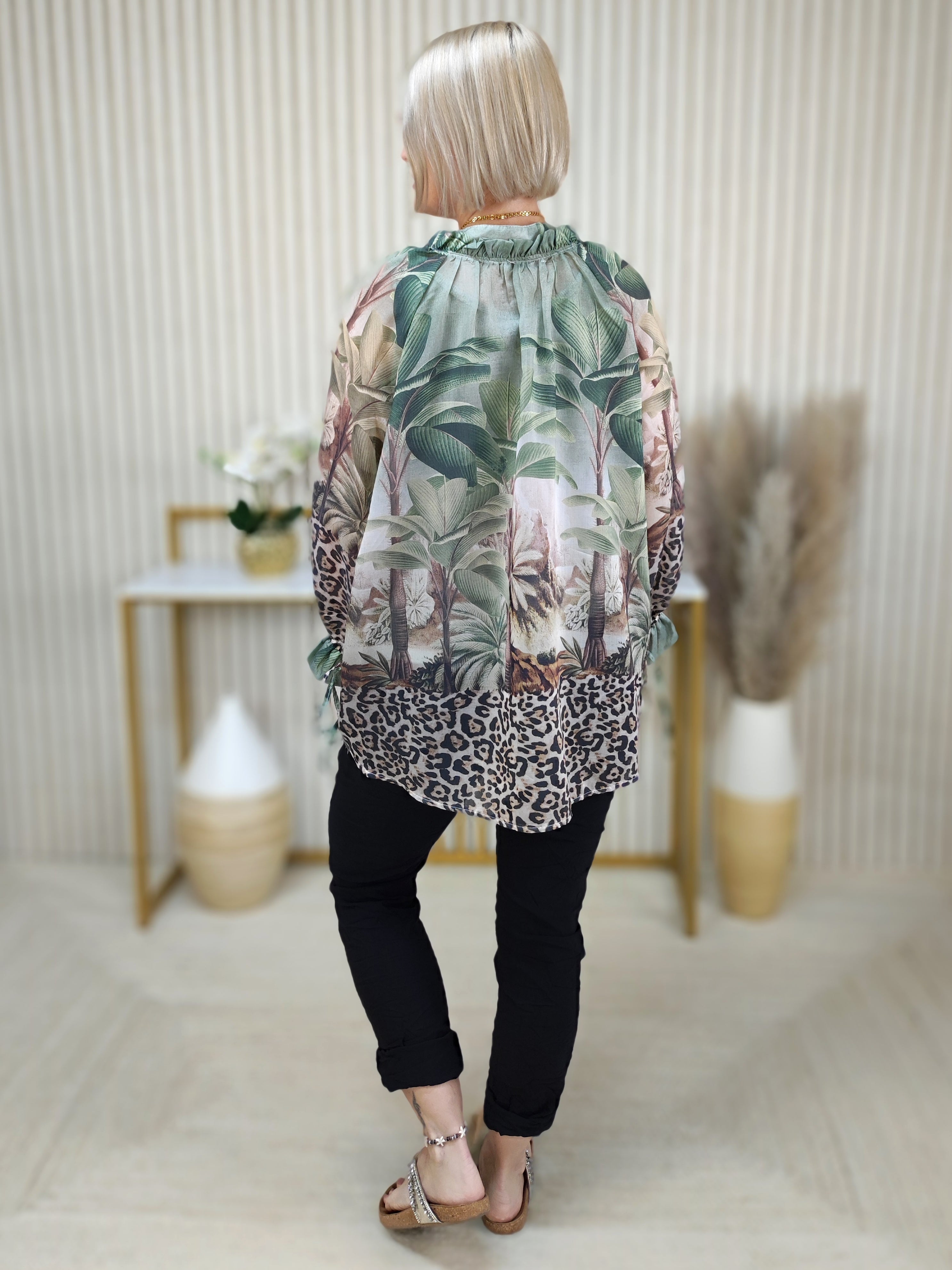 Bluse transparent "Dschungel" (36-42/44)