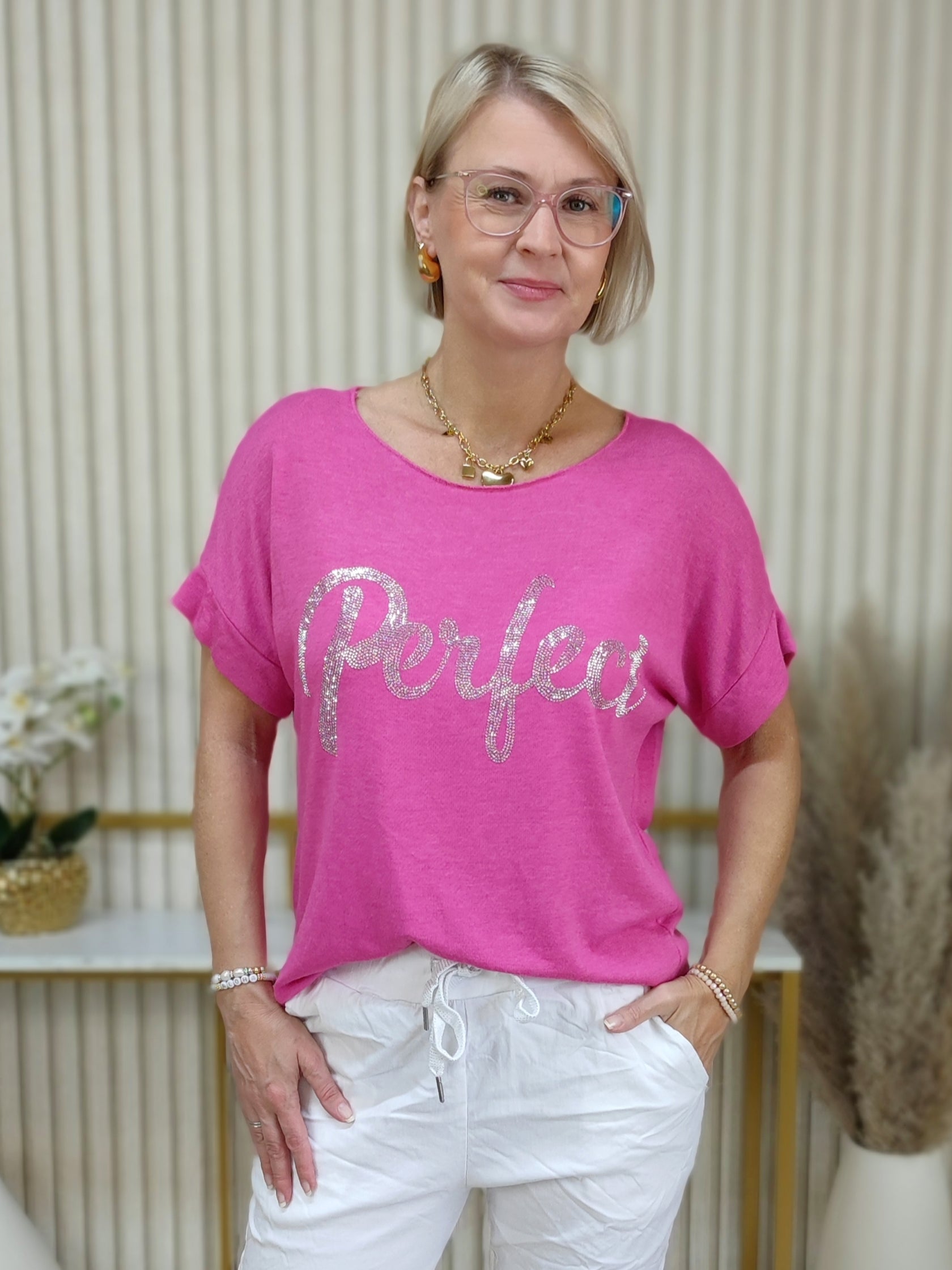 Leichtes Feinstrick Shirt "Perfect" pink (36-40/42)