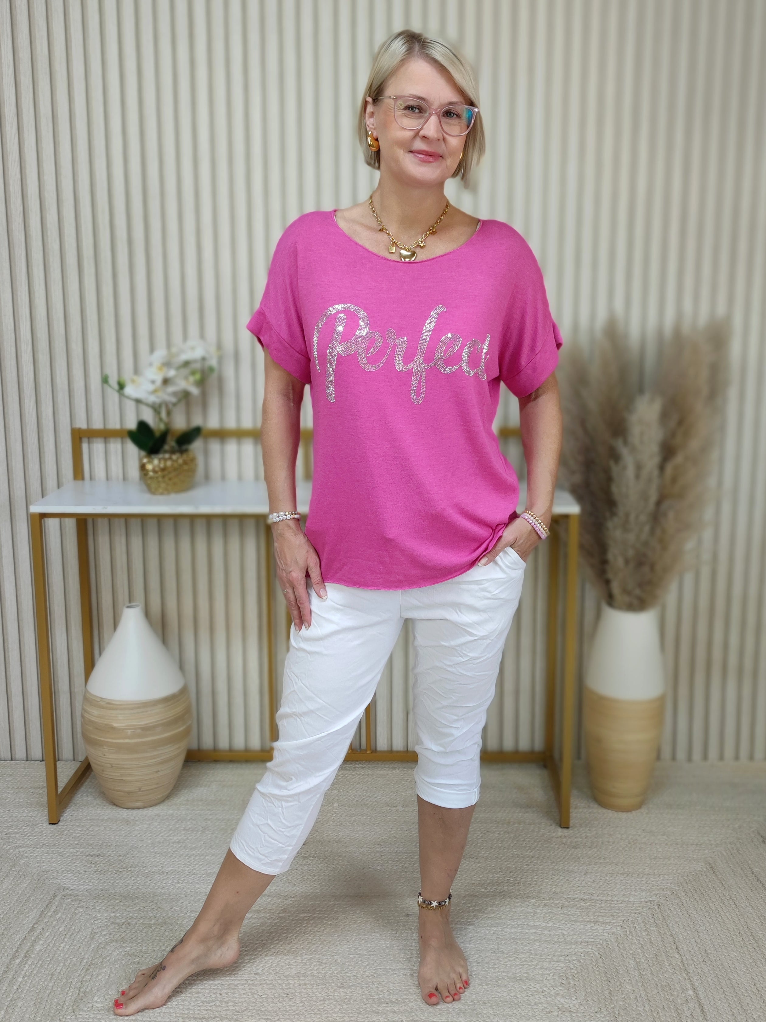 Leichtes Feinstrick Shirt "Perfect" pink (36-40/42)