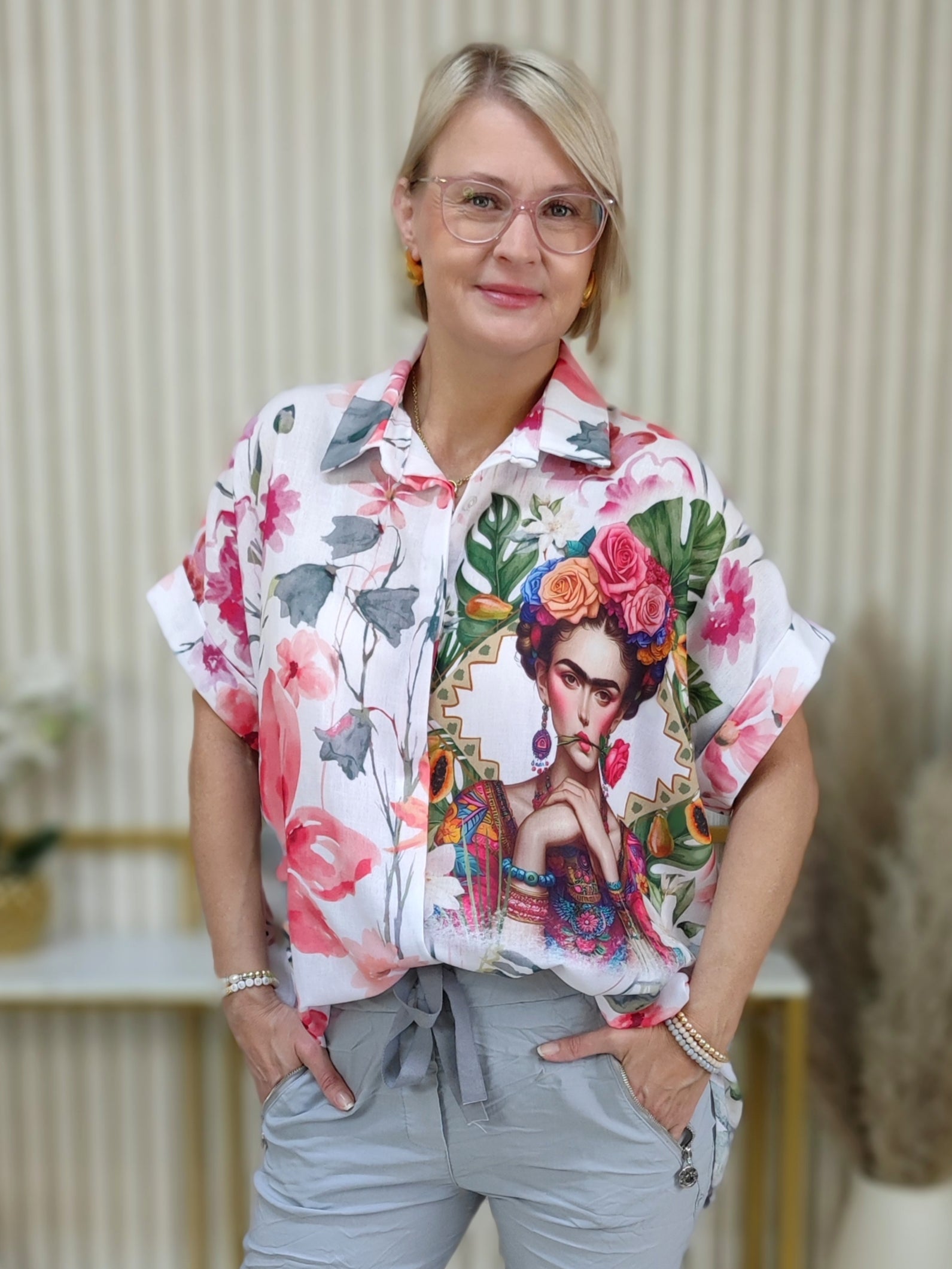 Bluse "Paola" weiss/mehrfarbig (38-44/46)