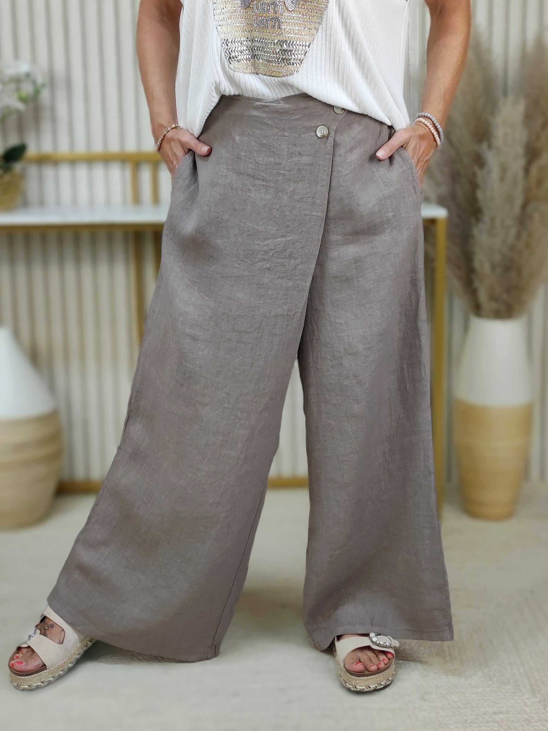 Coole Leinen - Marlenehose Mud (40-44)