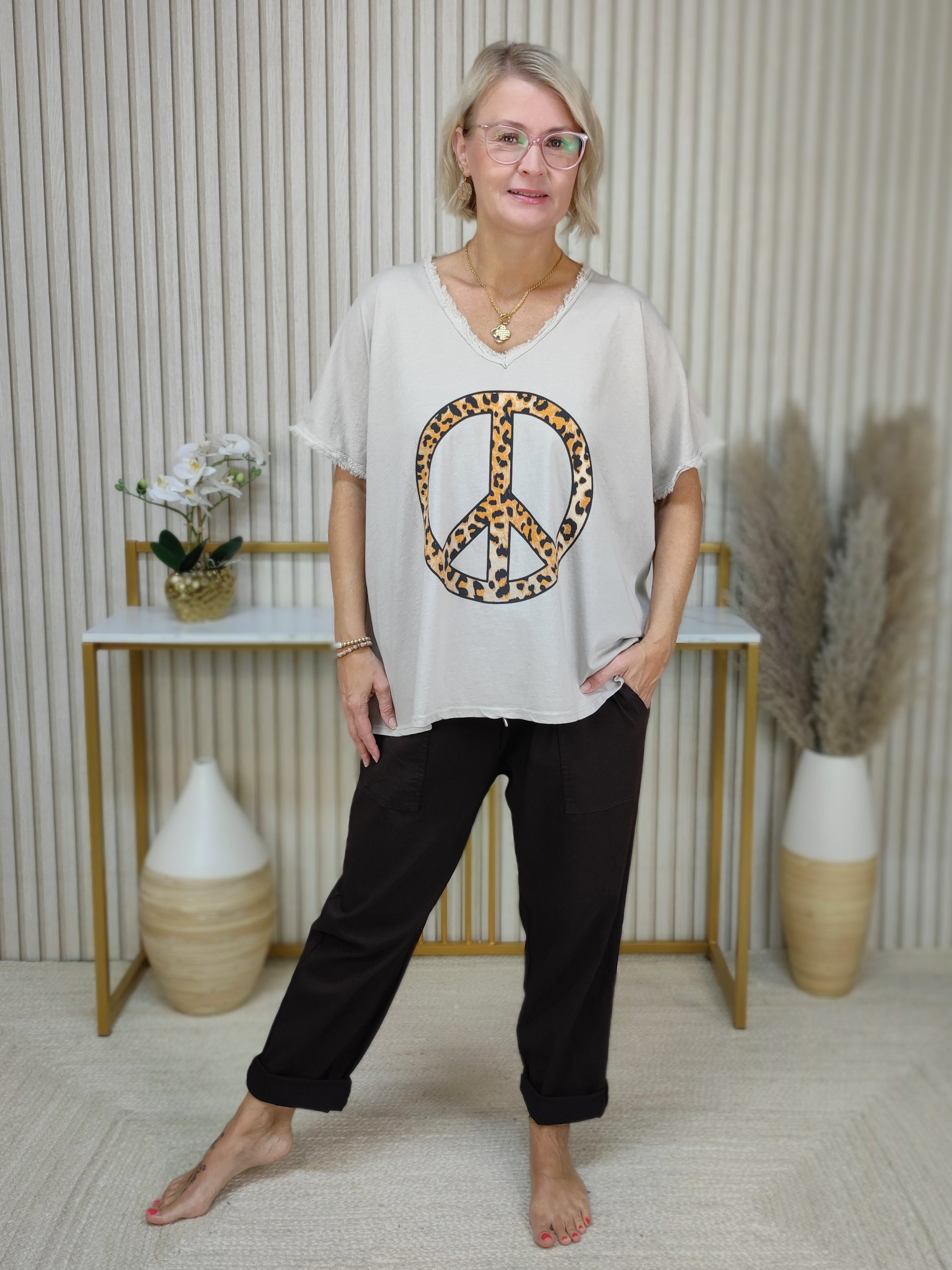 T-Shirt "Peace" beige (40-44)
