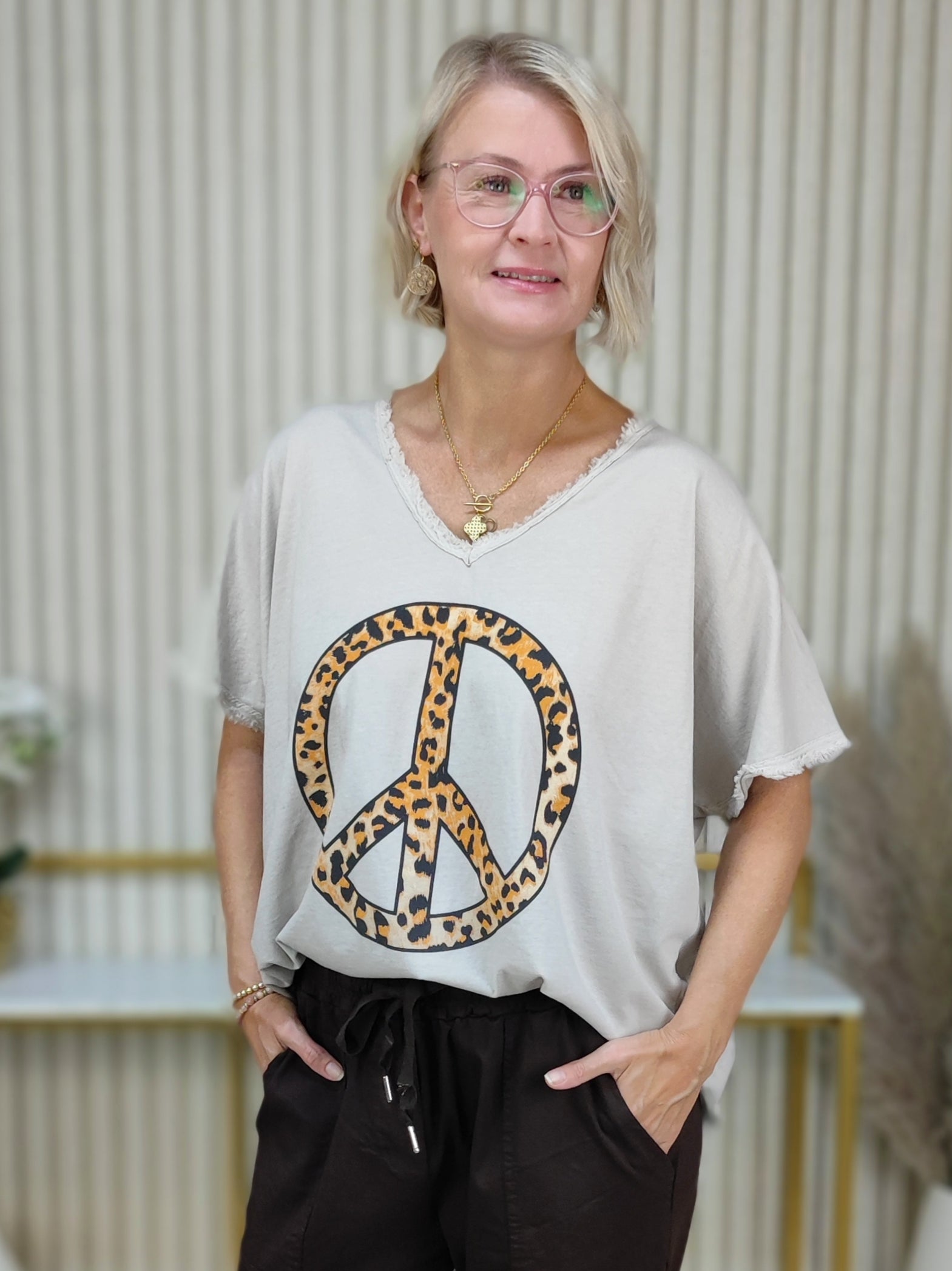 T-Shirt "Peace" beige (40-44)