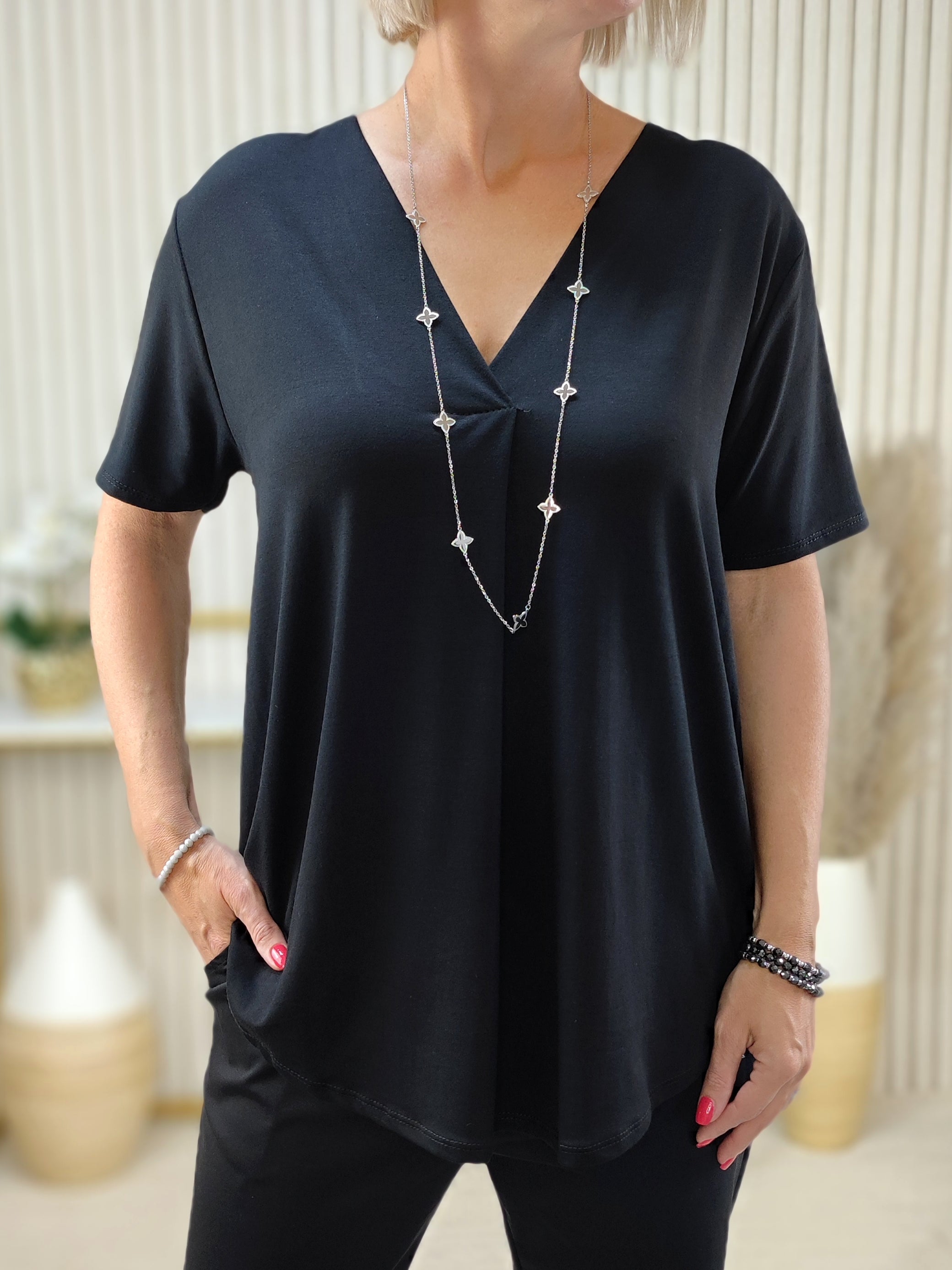 Shirt uni schwarz (36-42)