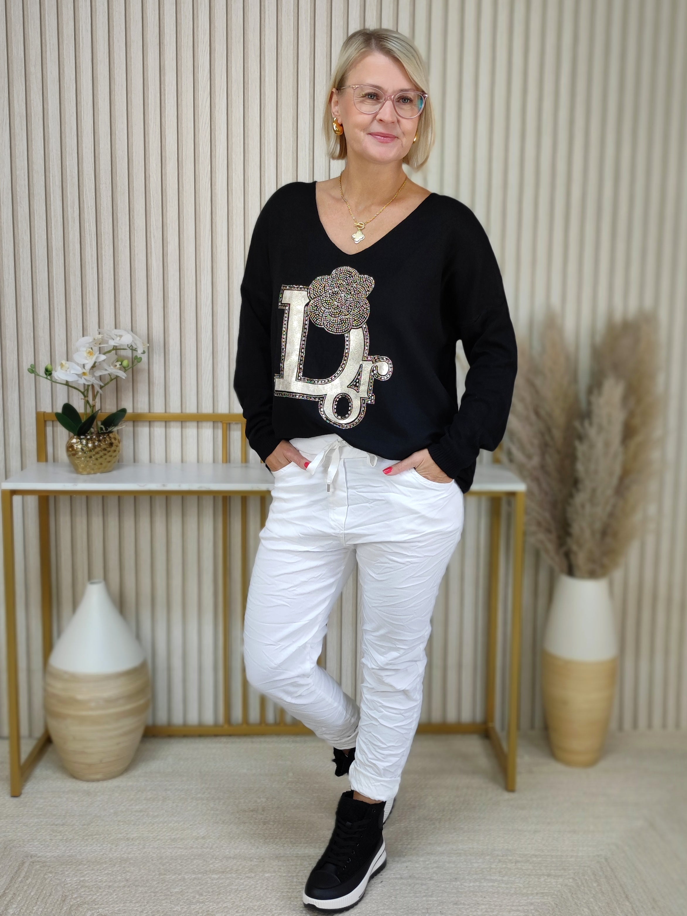 Pullover - Leichtstrick "D" schwarz (38-42/44)