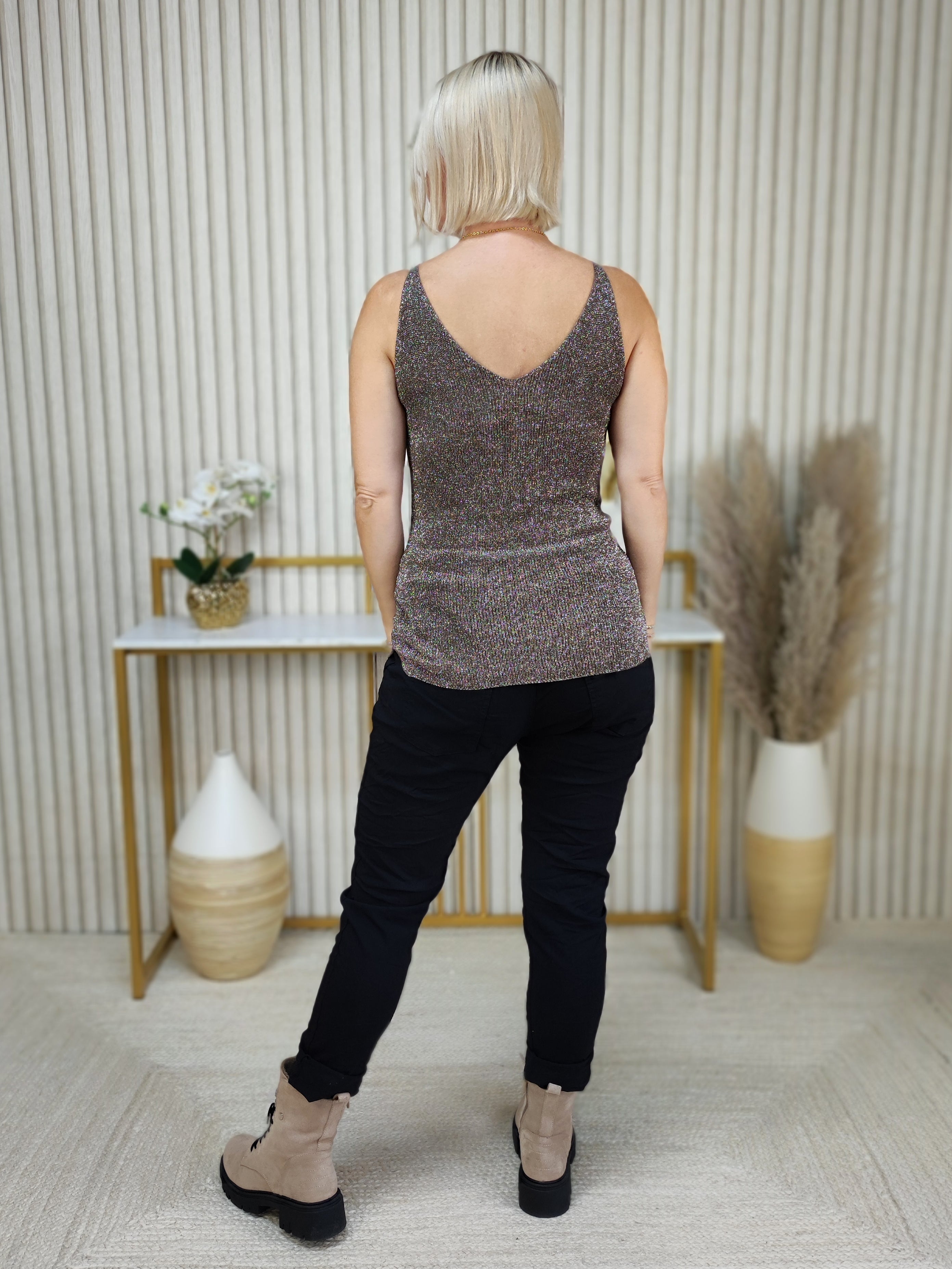 Feinstrick Top mit Lurex schoko (36-40)