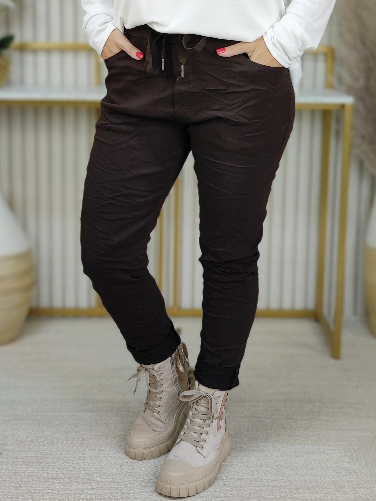 Stretchhose/Joggpant schoko (36-42)