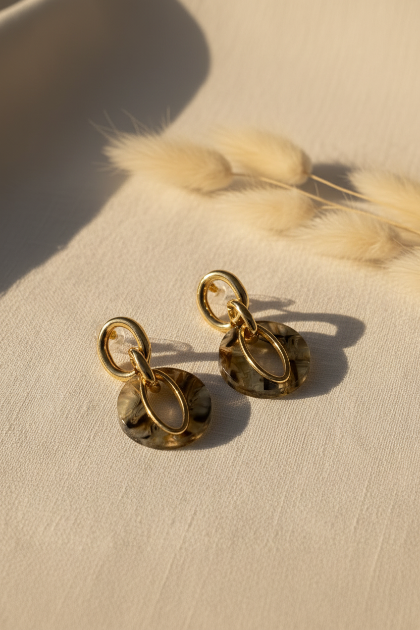 Modische Ohrringe in Braun/Gold Tönen