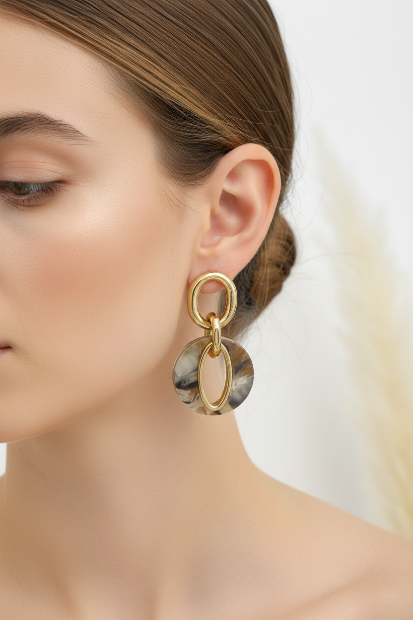 Modische Ohrringe in Braun/Gold Tönen