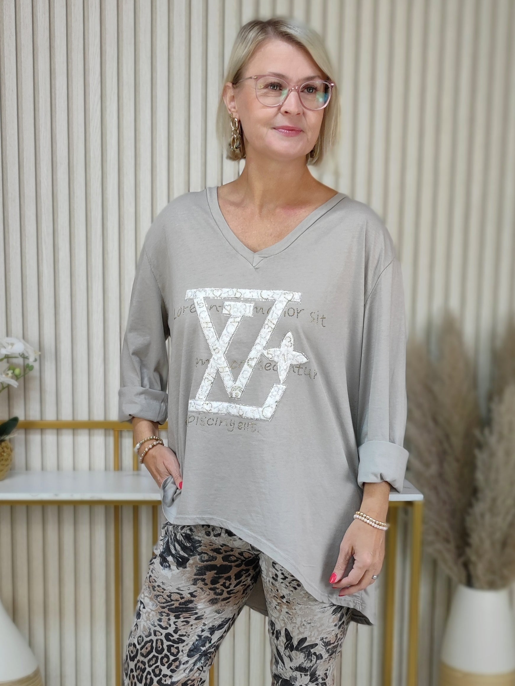 Langarmshirt "Luisa" dunkelbeige (40-44)