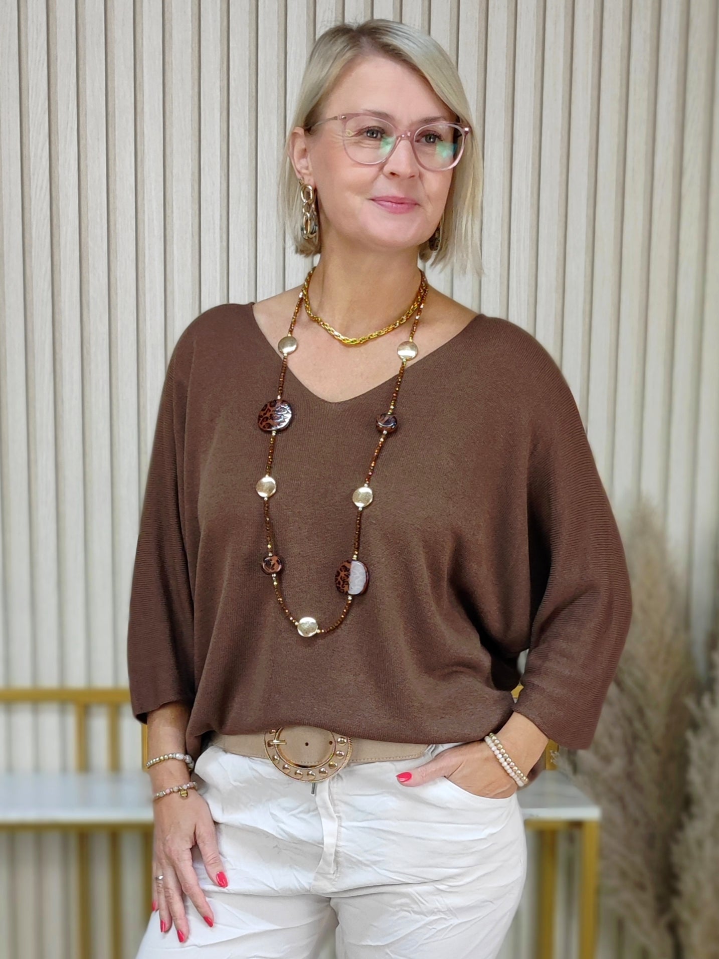 Leichter Pulli uni schoko (36-42)