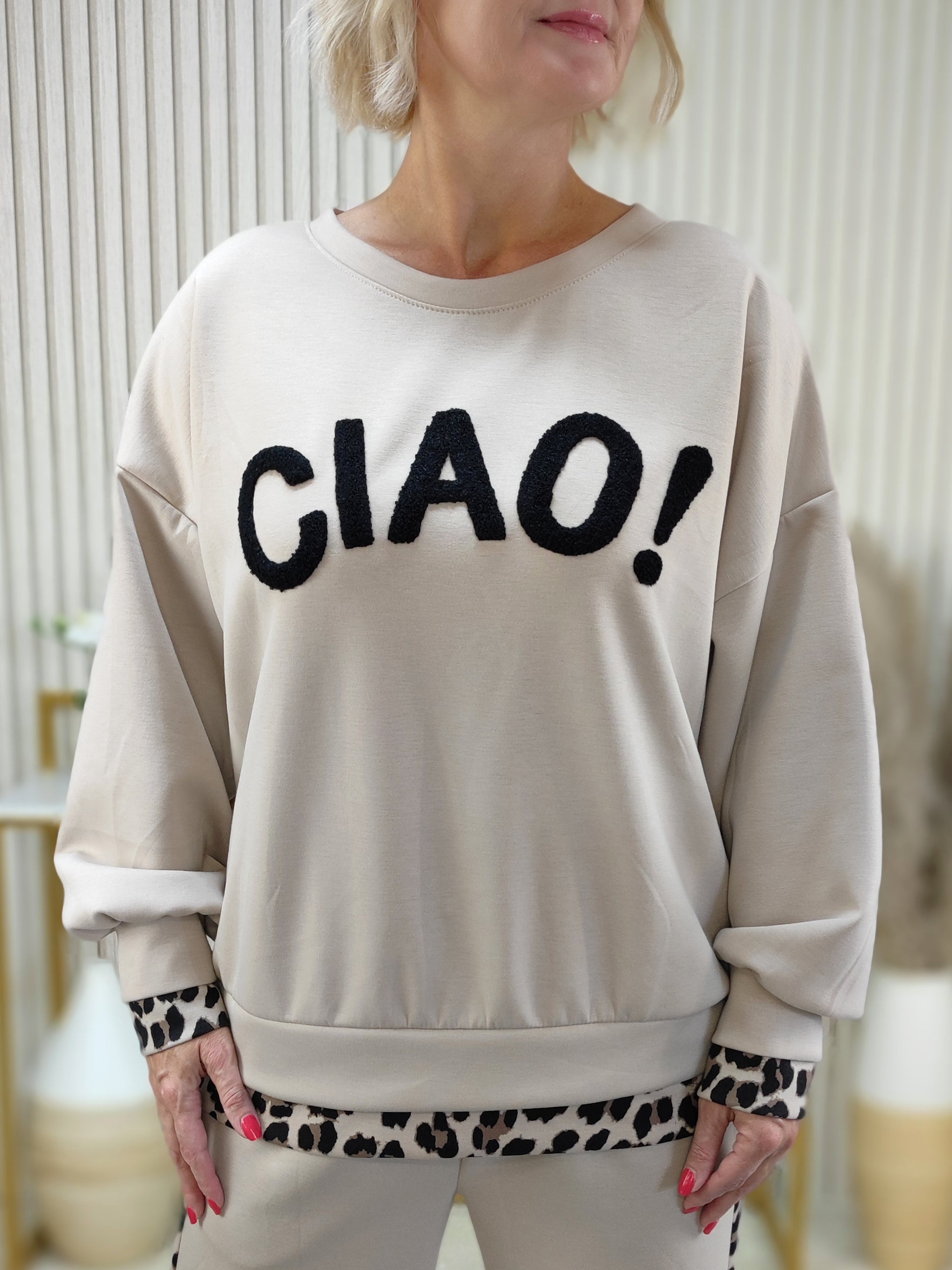 Sweatshirt "Ciao Bella" beige (36-42/44)