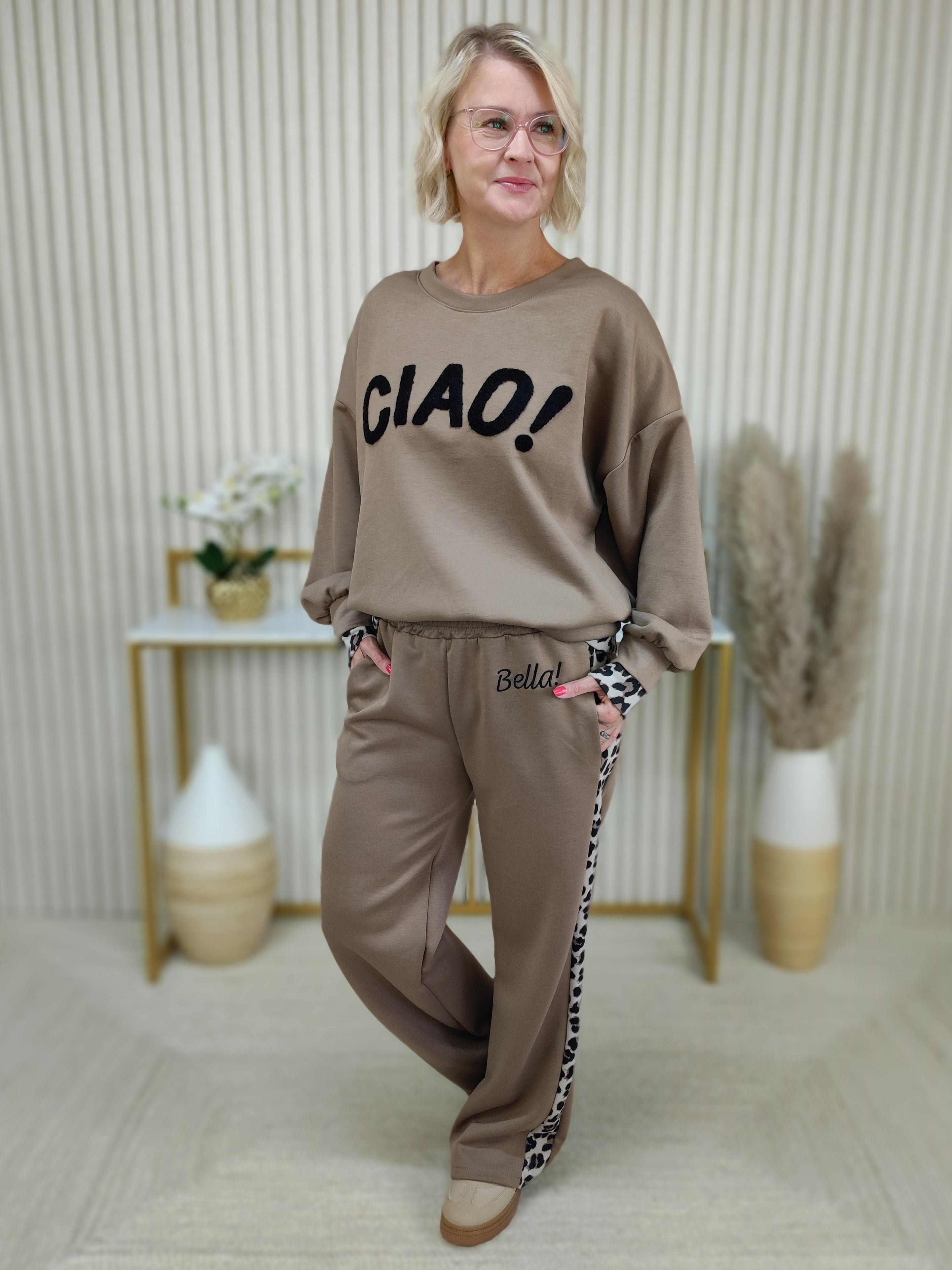 Sweat Hose "Ciao Bella" cappuccino (36-42/44)