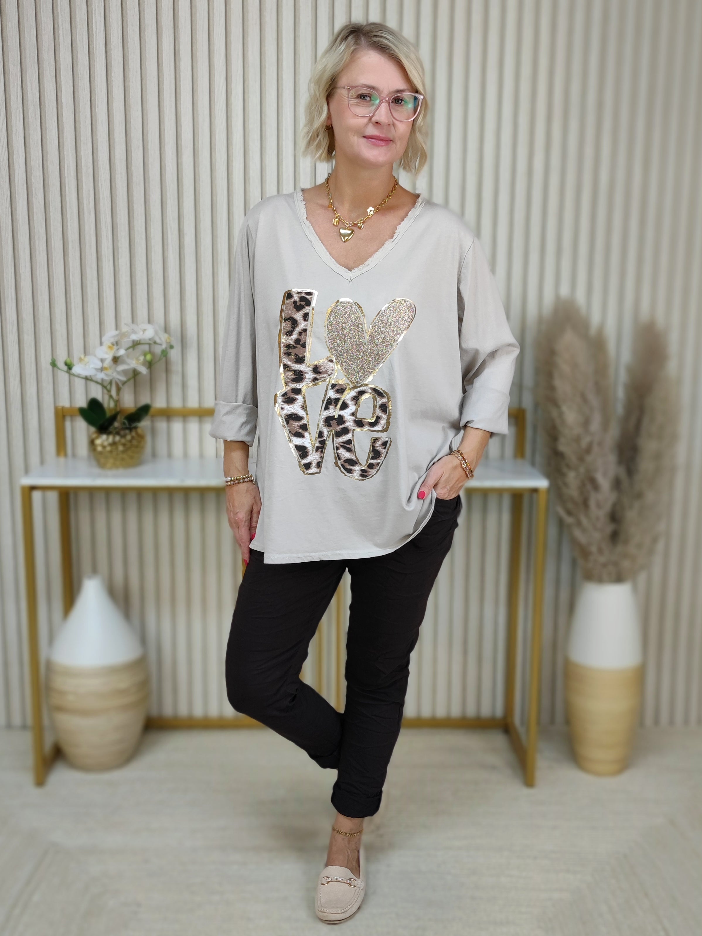 Langarmshirt "Emma" dunkelbeige (40-44)